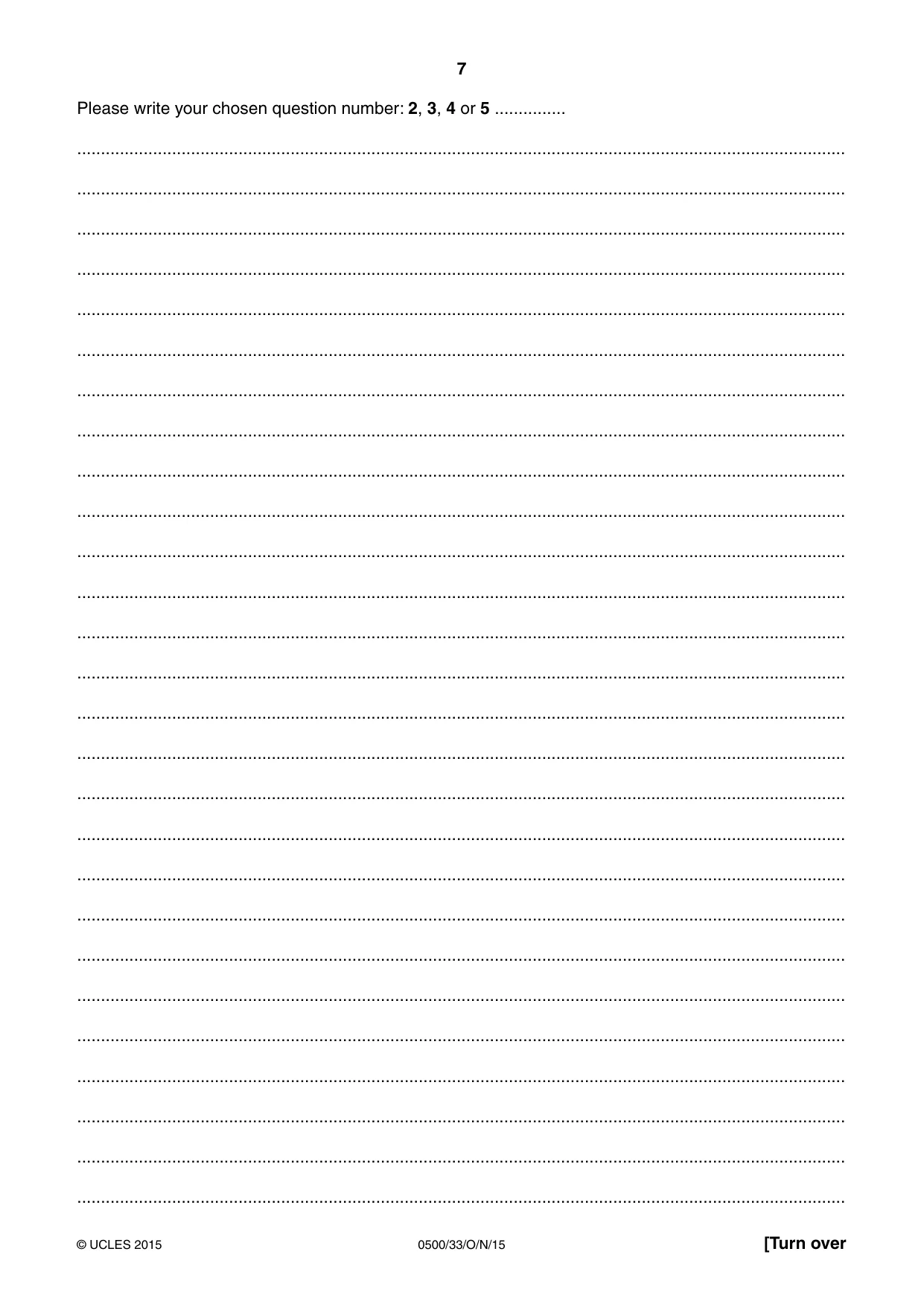 Cambridge IGCSE English - First Language 0500 2015 Oct/Nov Paper 3 · Variant 3 question paper, page 7 of 12