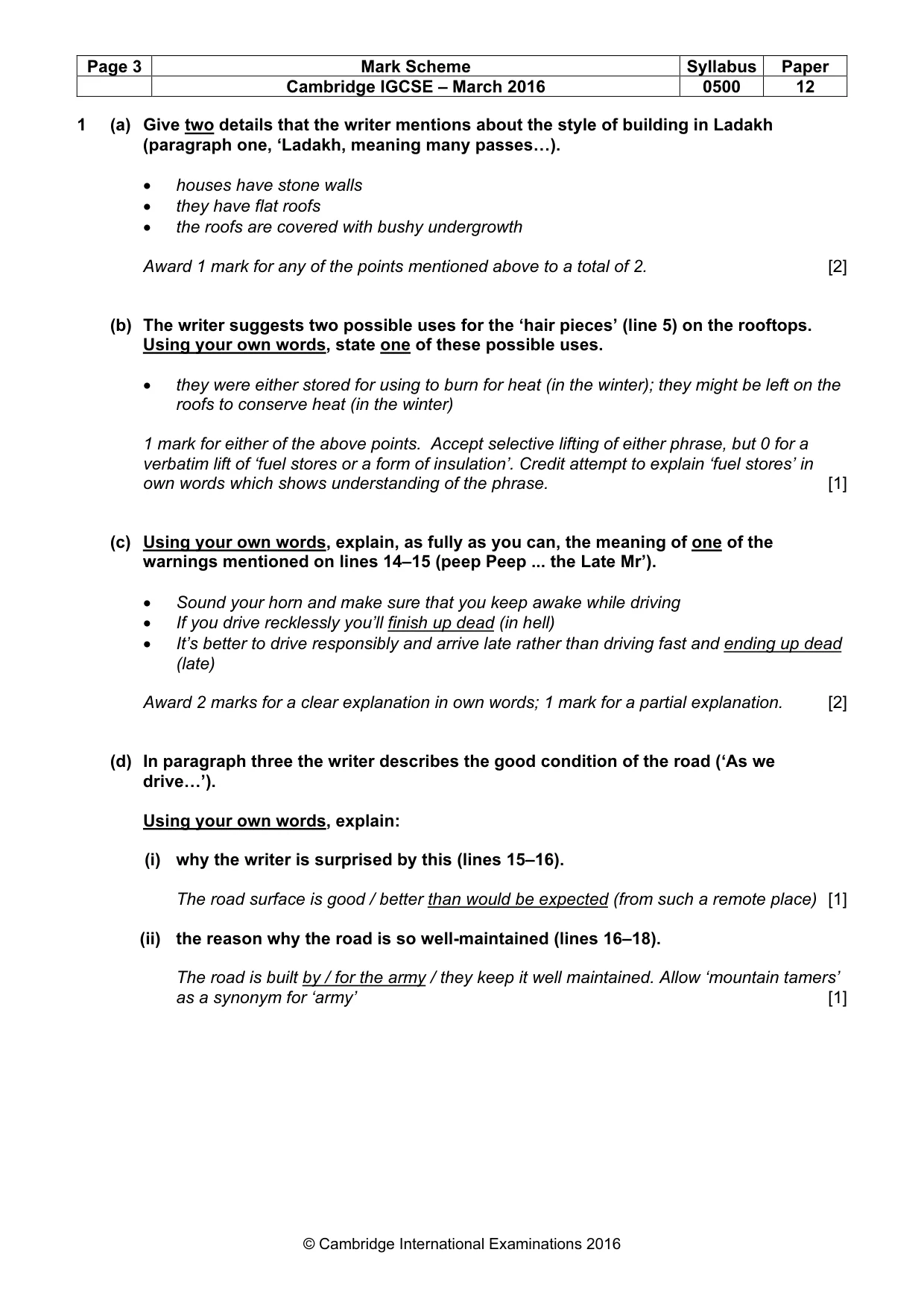 Mark scheme, page 3 of 10