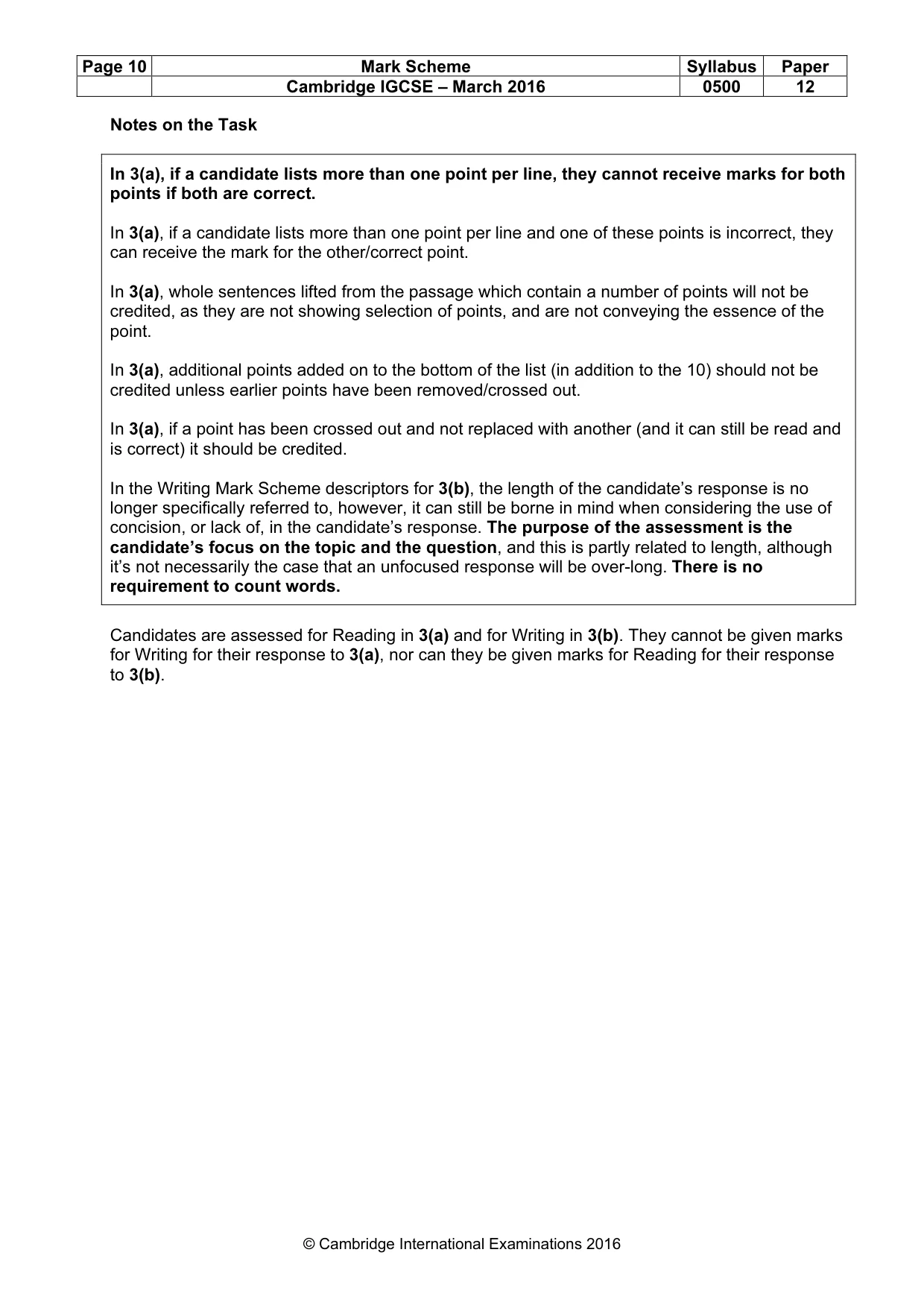 Mark scheme, page 10 of 10