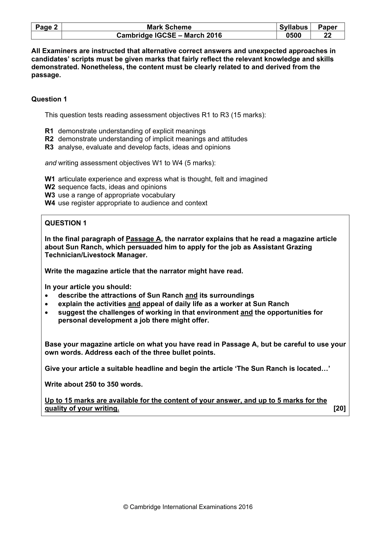 Mark scheme, page 2 of 11
