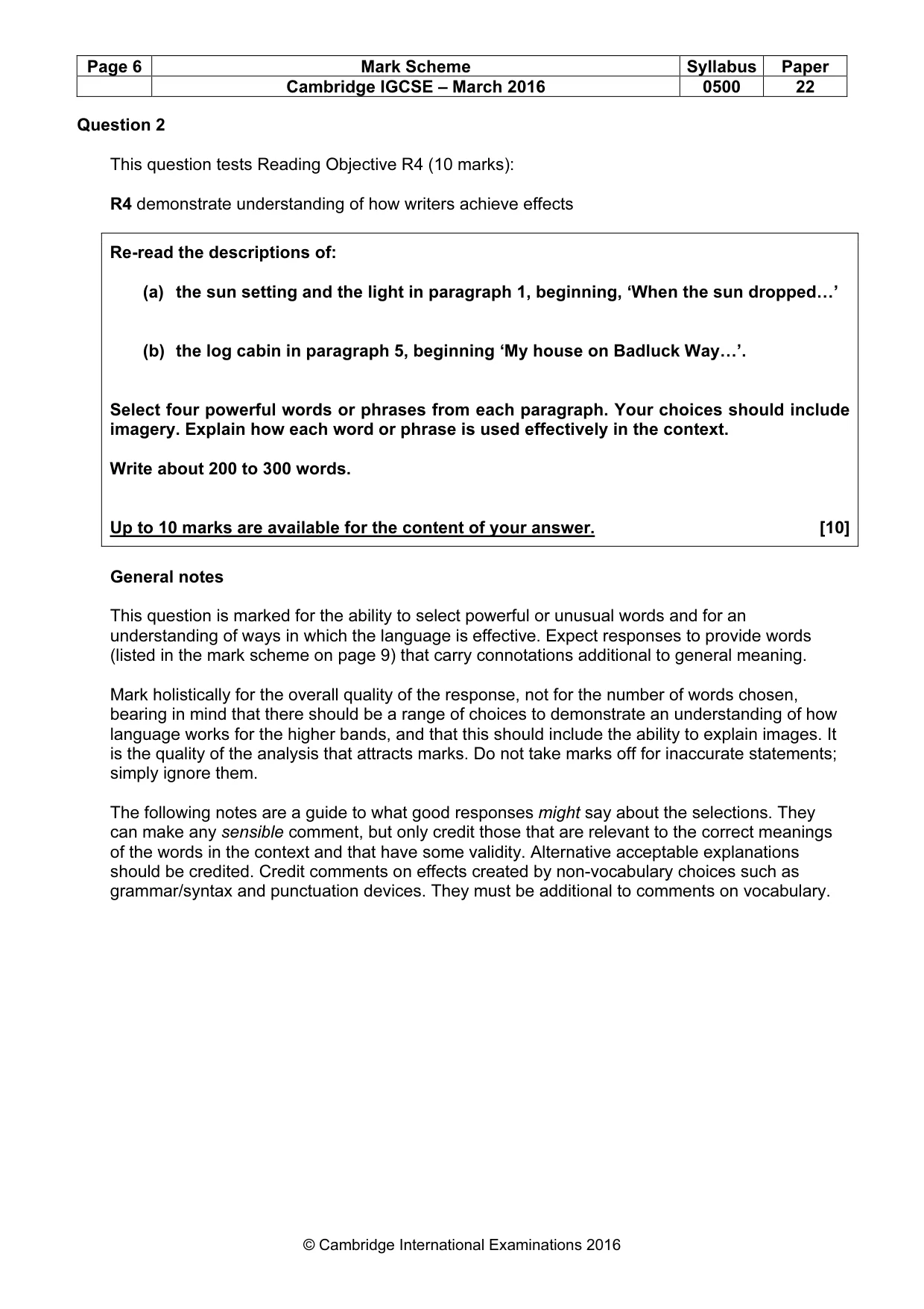 Mark scheme, page 6 of 11