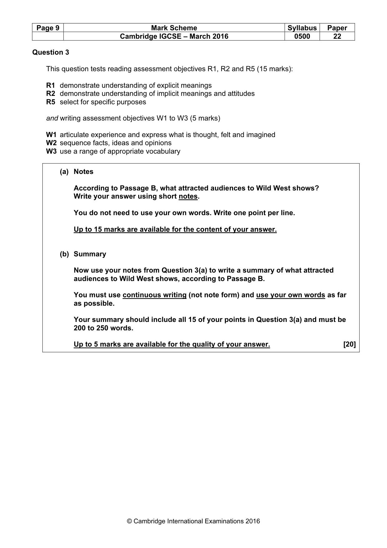 Mark scheme, page 9 of 11