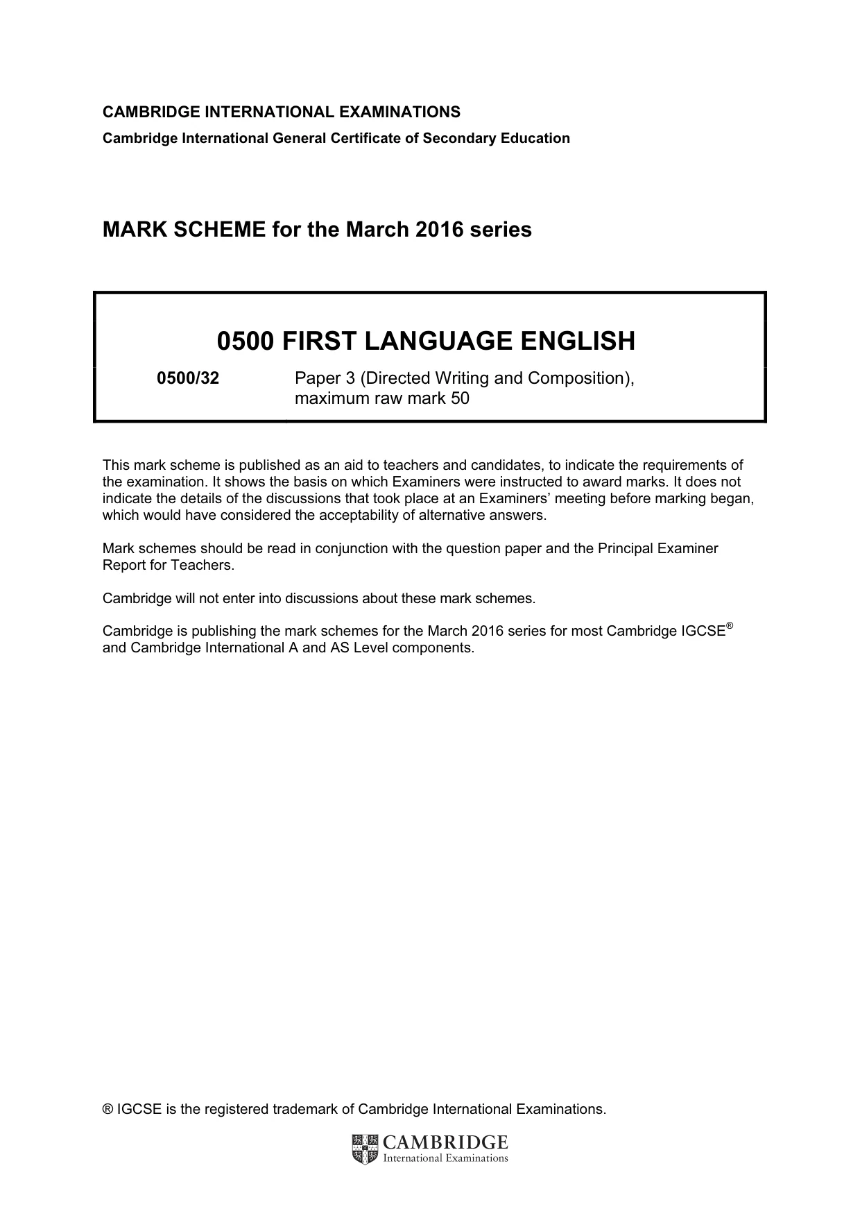 Mark scheme, page 1 of 8