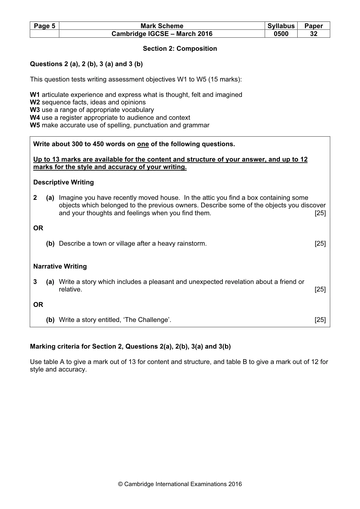 Mark scheme, page 5 of 8