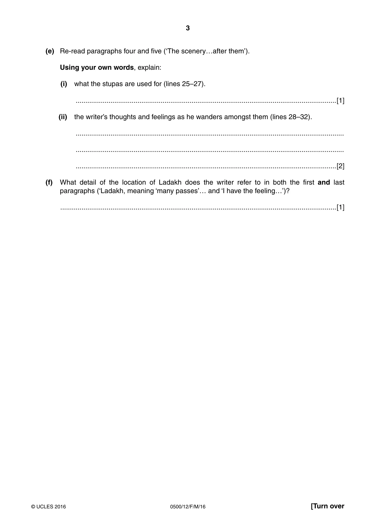 Cambridge IGCSE English - First Language 0500 2016 Feb/March Paper 1 · Variant 2 question paper, page 3 of 12