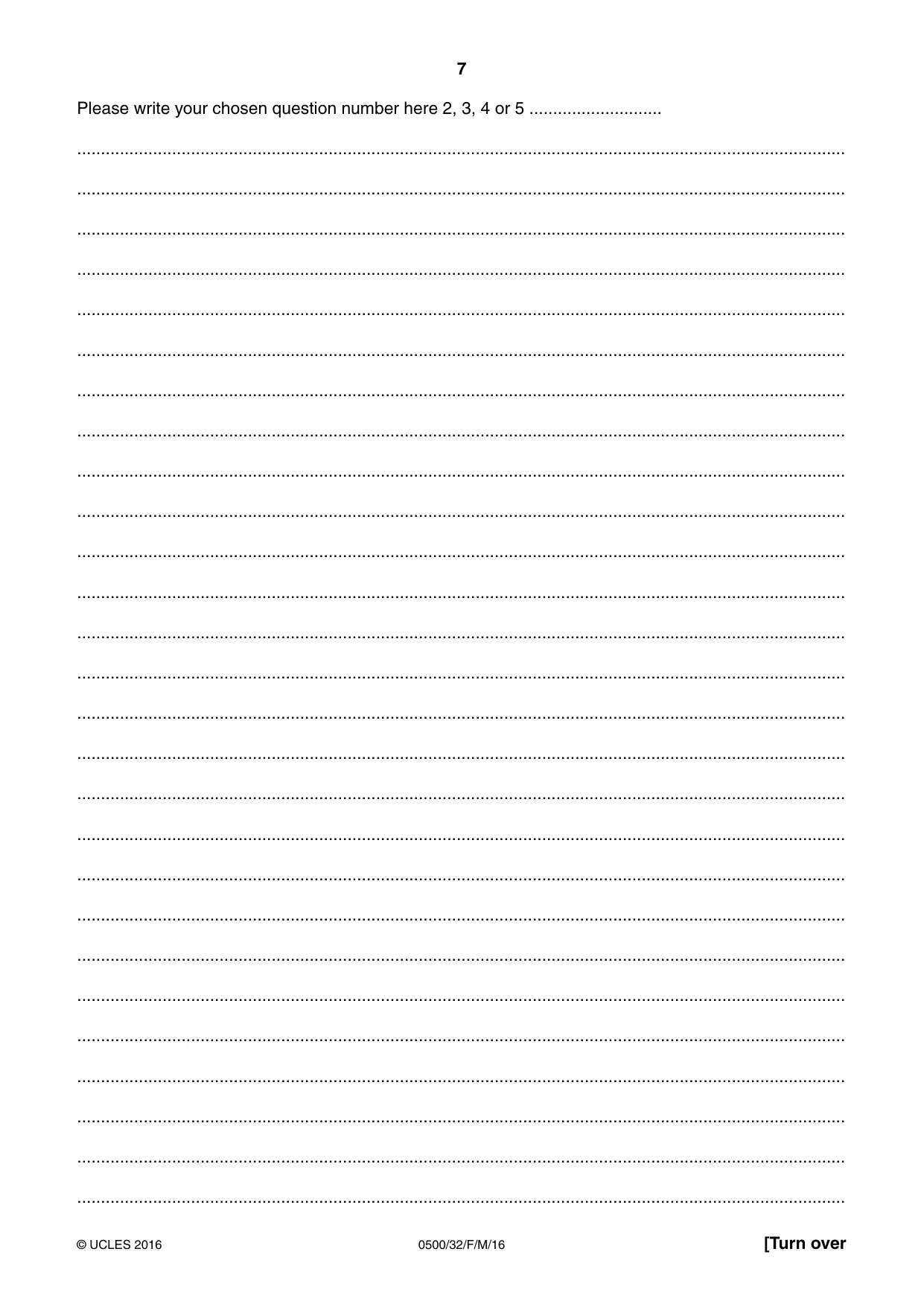Cambridge IGCSE English - First Language 0500 2016 Feb/March Paper 3 · Variant 2 question paper, page 7 of 12