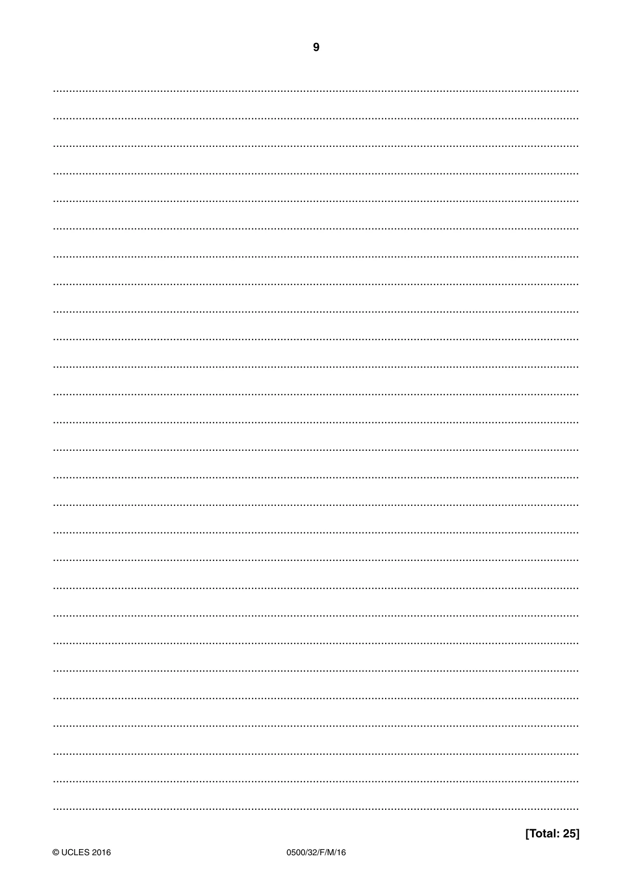Cambridge IGCSE English - First Language 0500 2016 Feb/March Paper 3 · Variant 2 question paper, page 9 of 12