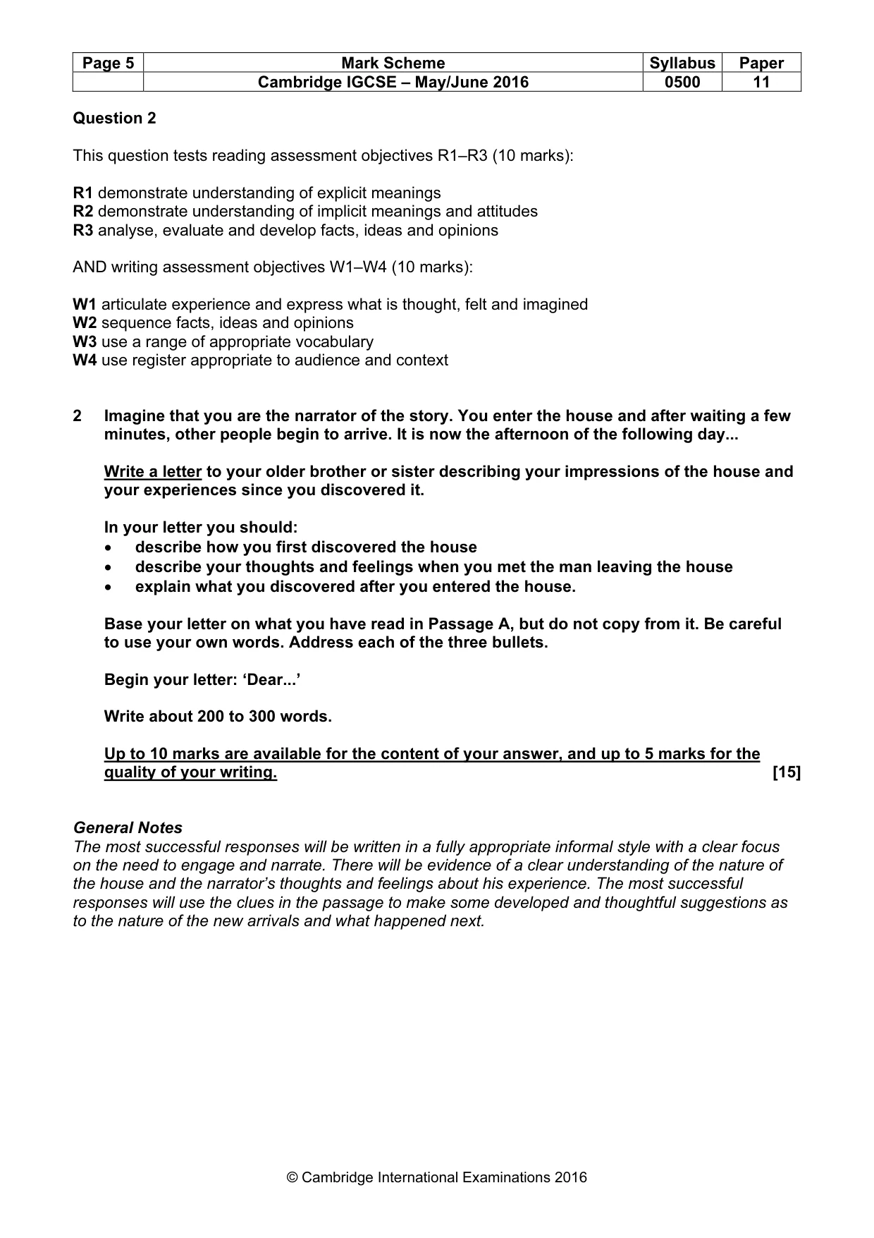 Mark scheme, page 5 of 10