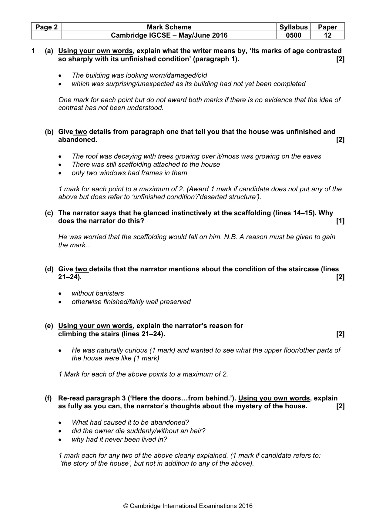 Mark scheme, page 2 of 8