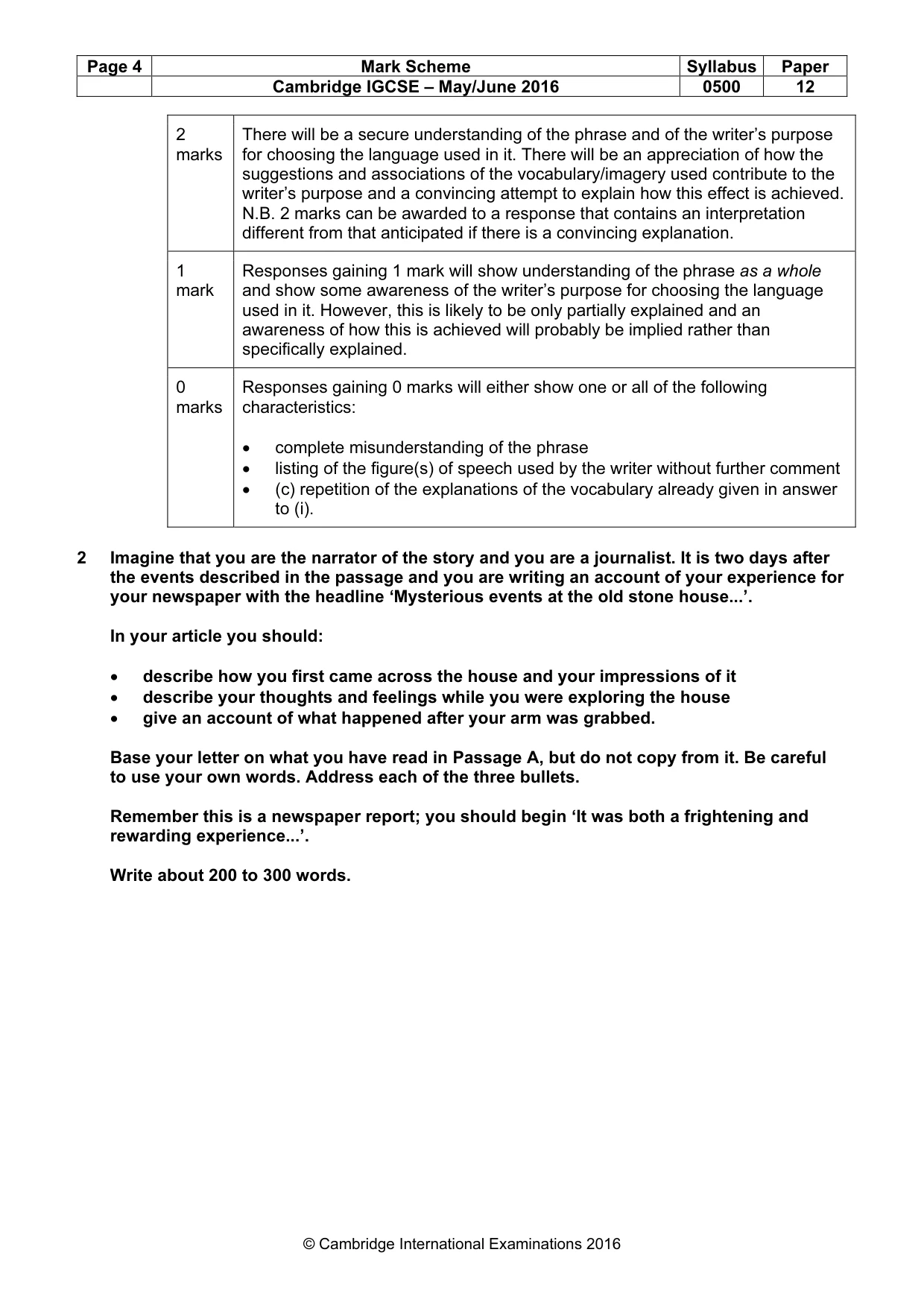 Mark scheme, page 4 of 8