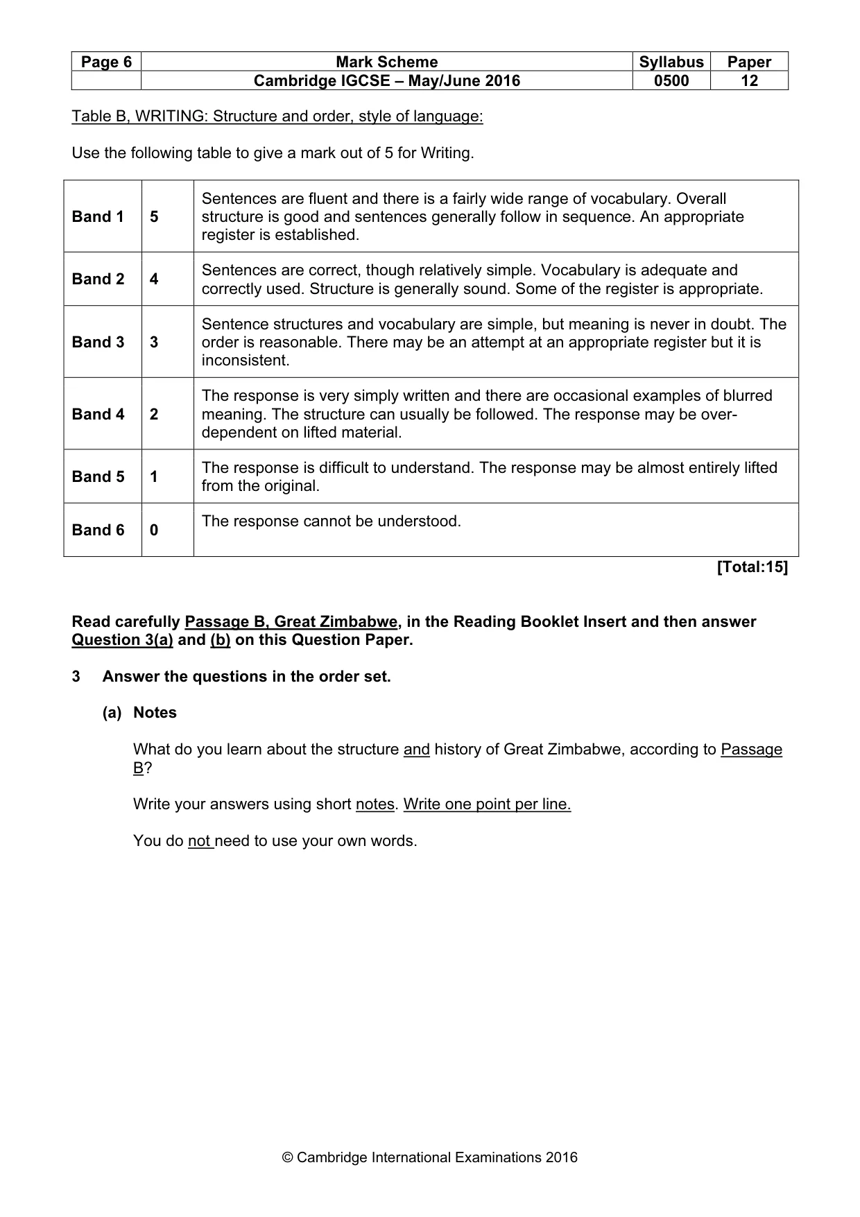 Mark scheme, page 6 of 8