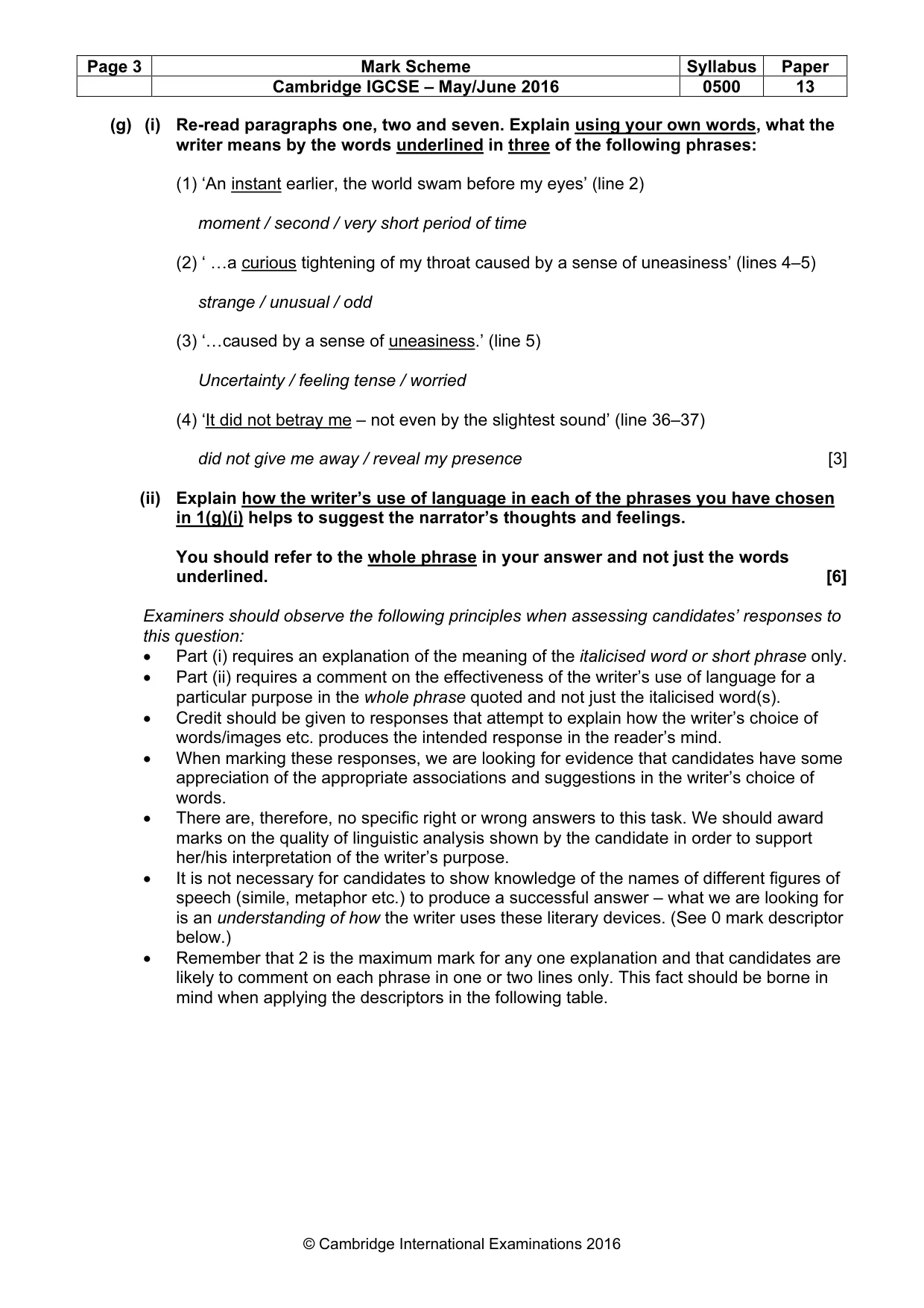 Mark scheme, page 3 of 8
