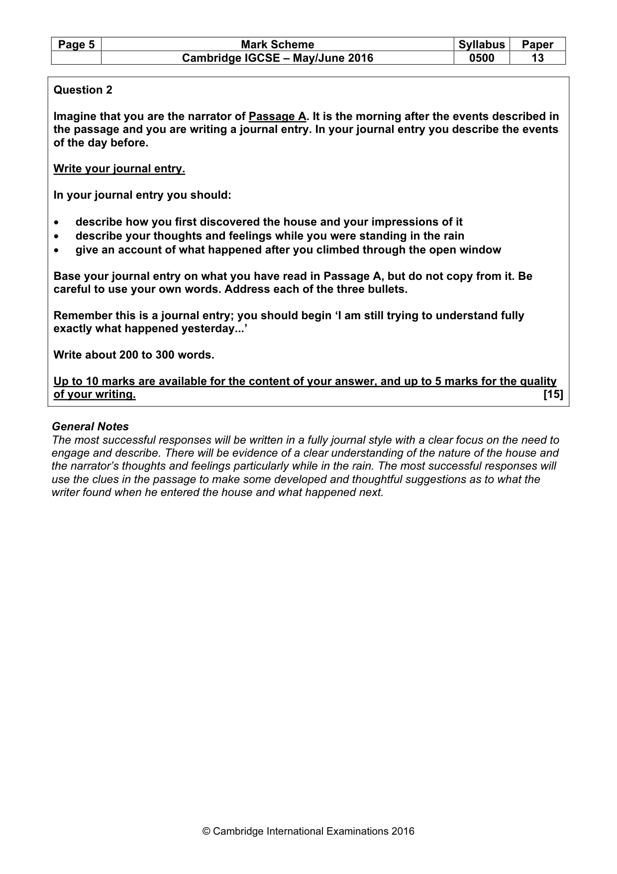 Mark scheme, page 5 of 8