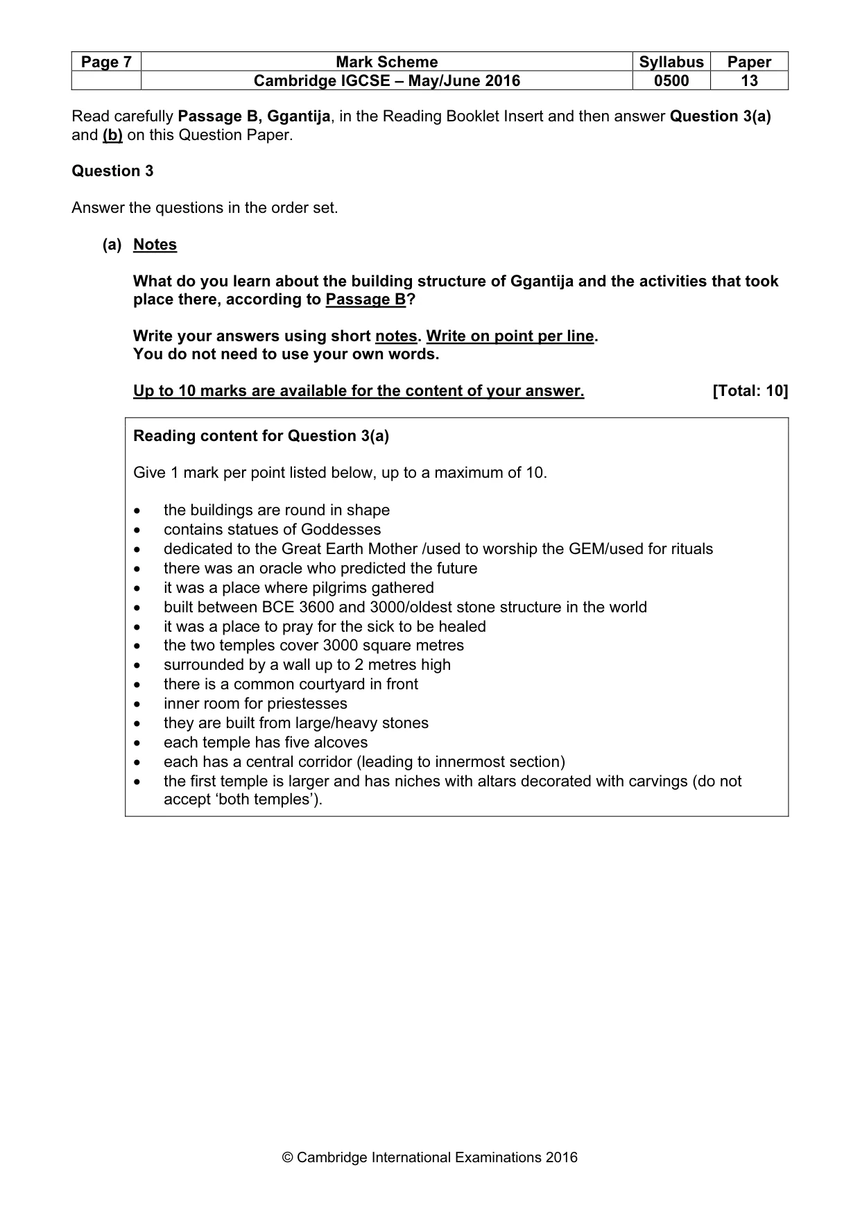 Mark scheme, page 7 of 8