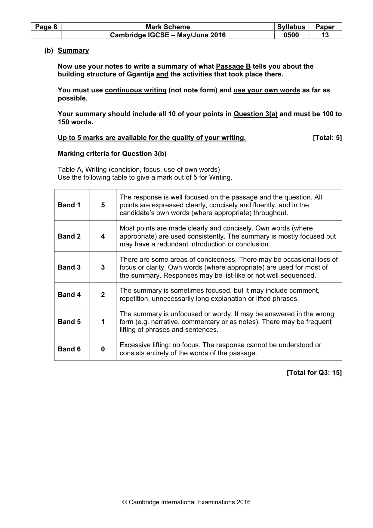 Mark scheme, page 8 of 8