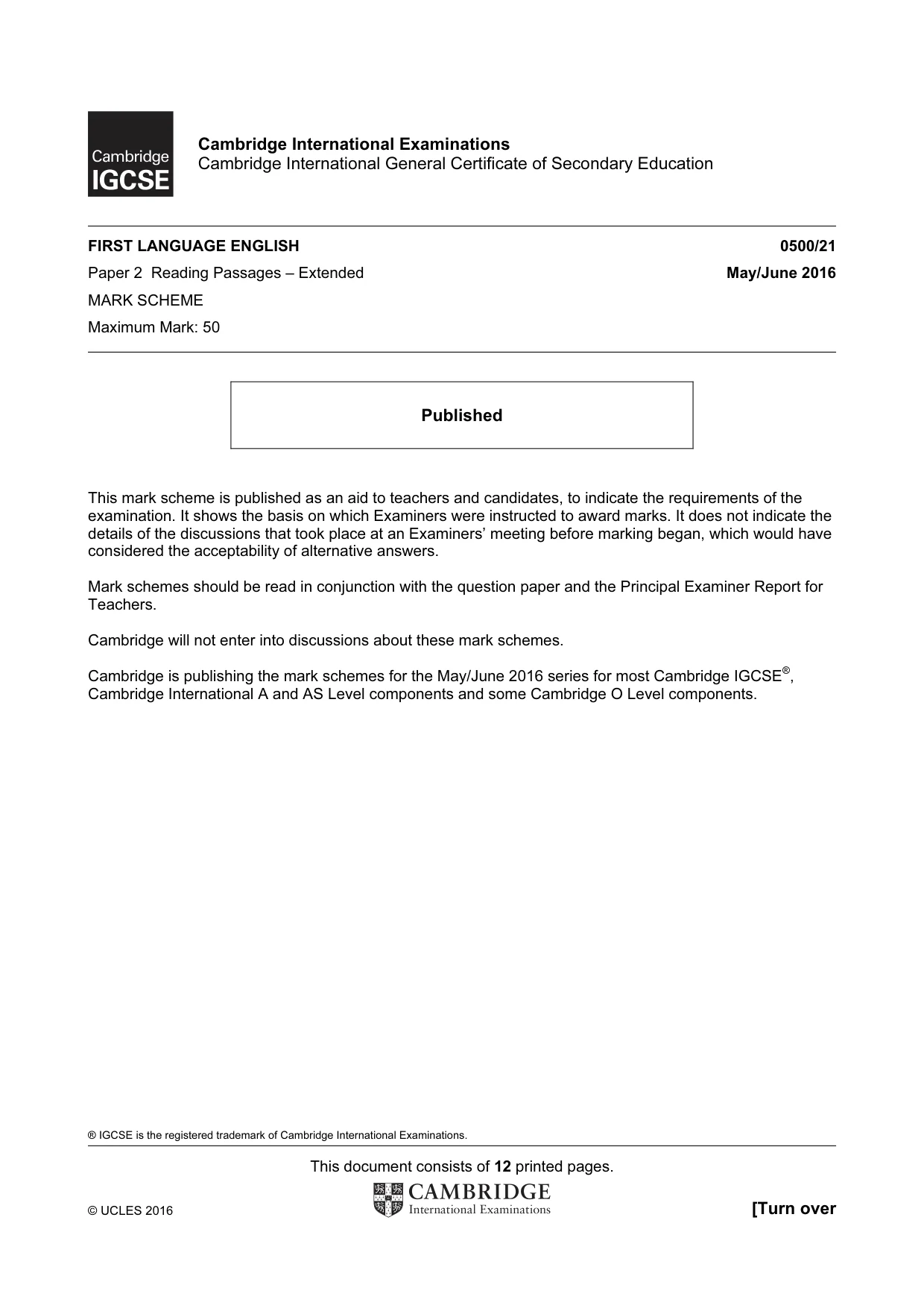 Mark scheme, page 1 of 12