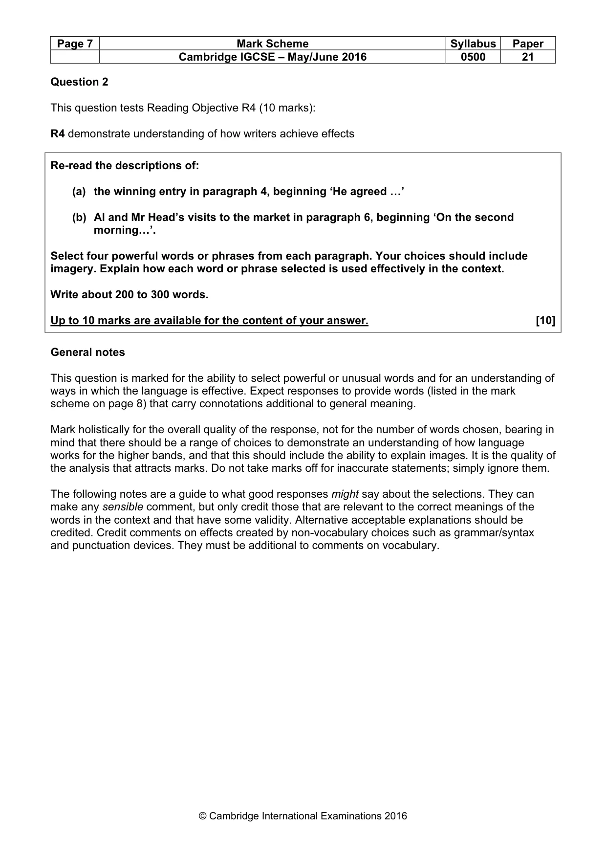 Mark scheme, page 7 of 12