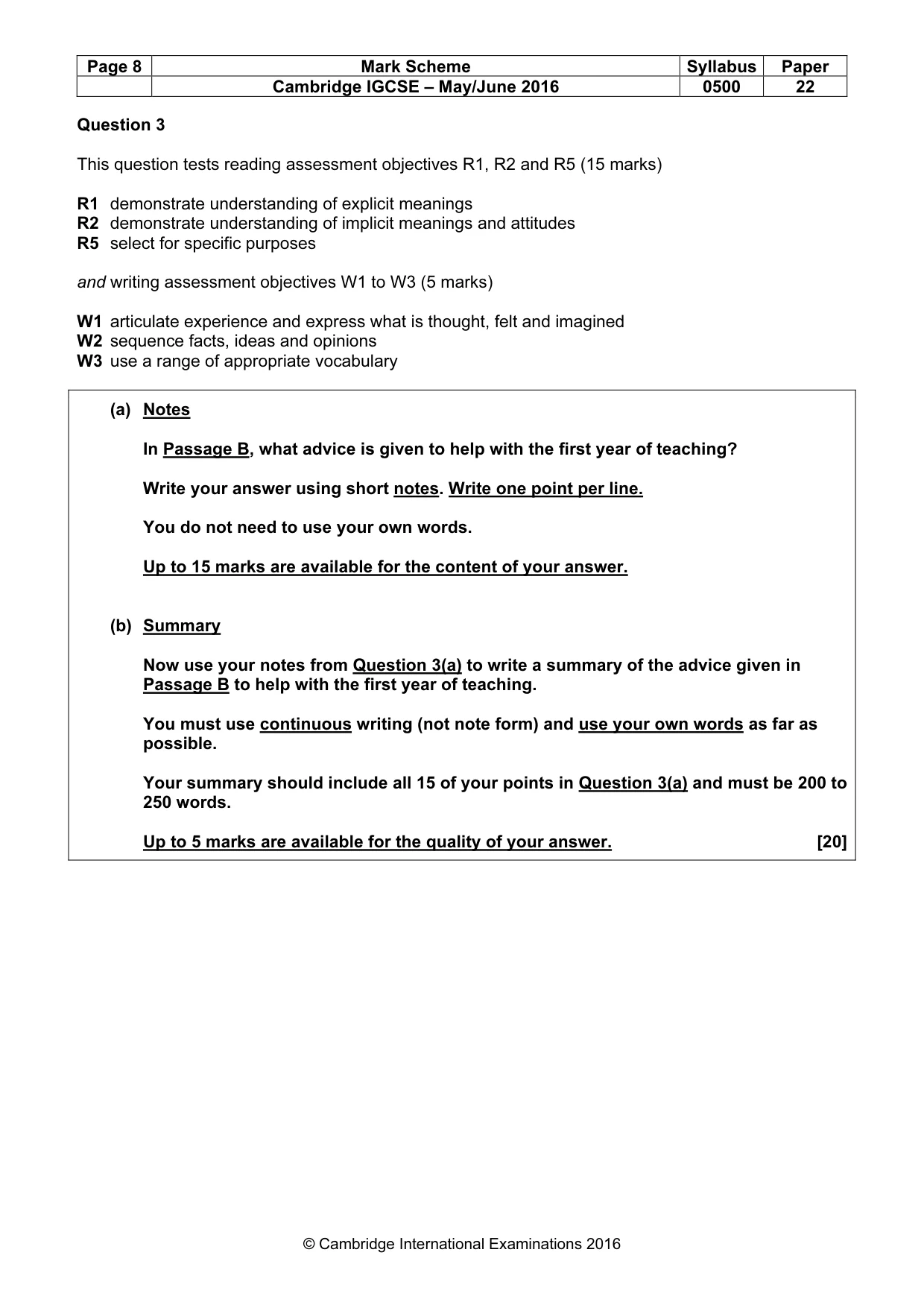 Mark scheme, page 8 of 10