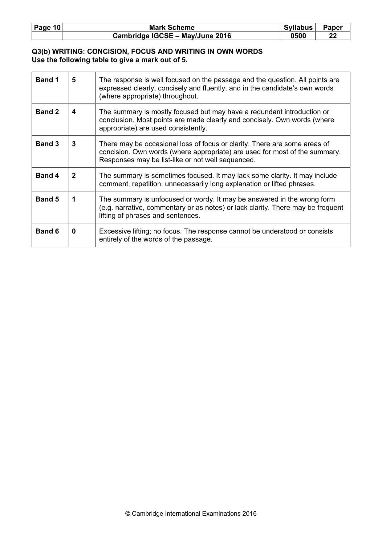 Mark scheme, page 10 of 10