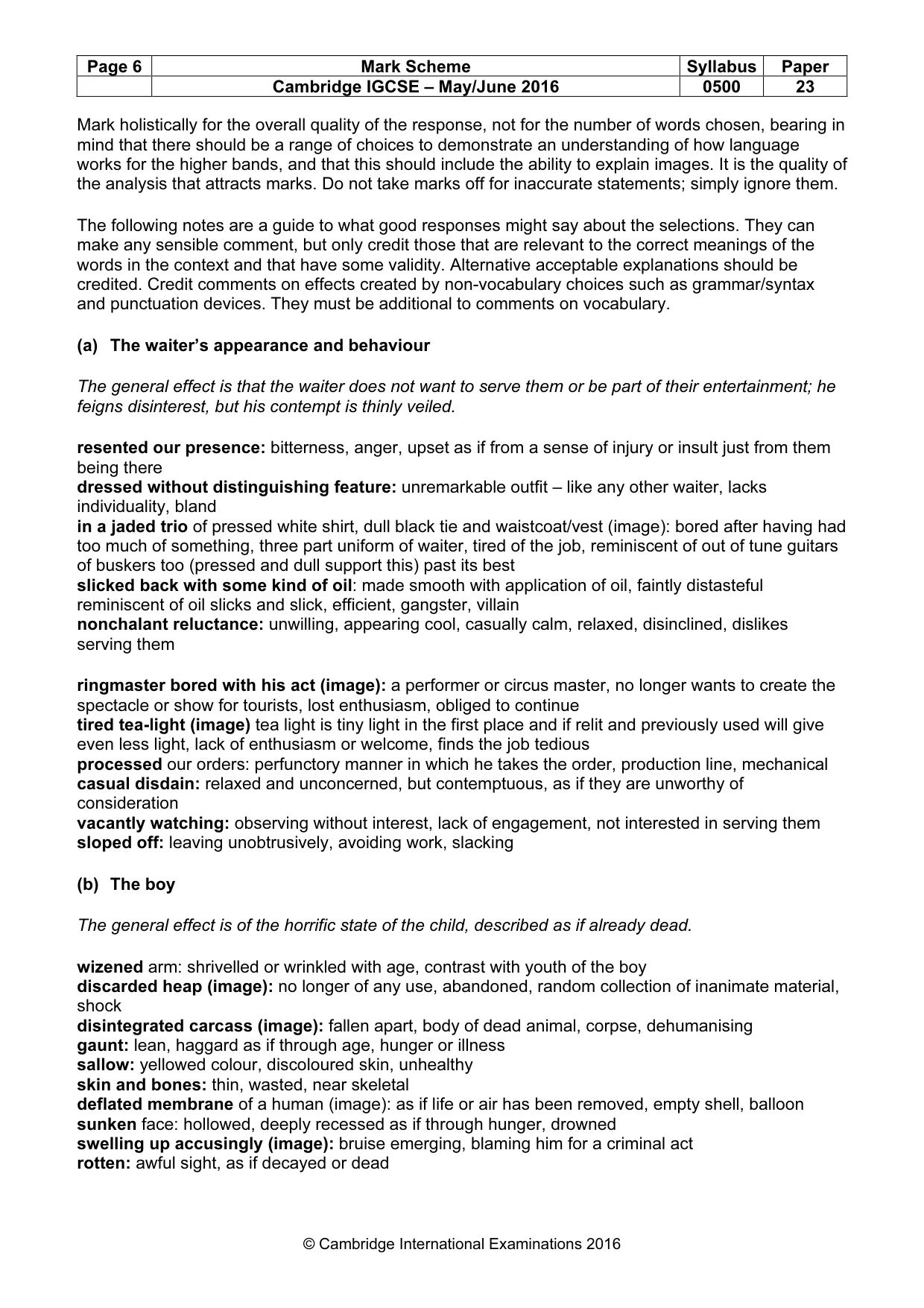 Mark scheme, page 6 of 10