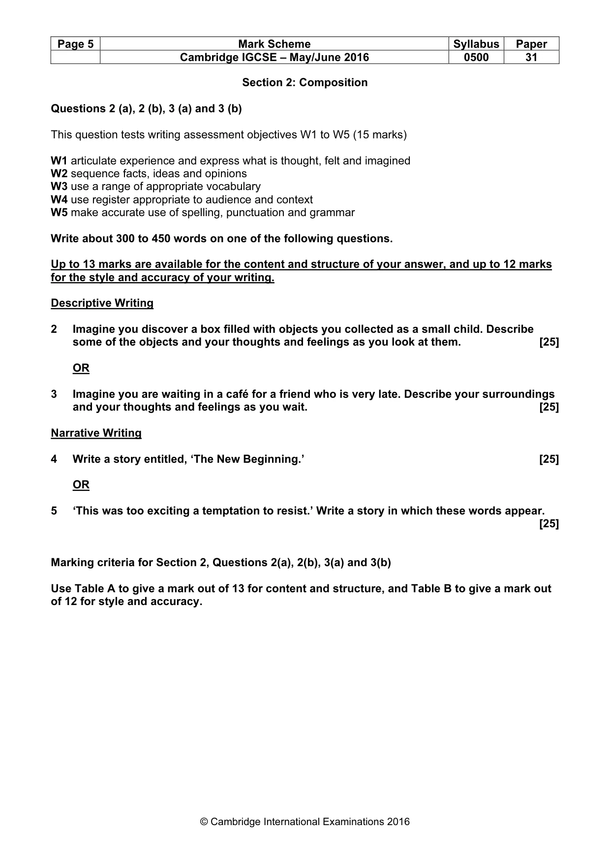Mark scheme, page 5 of 8