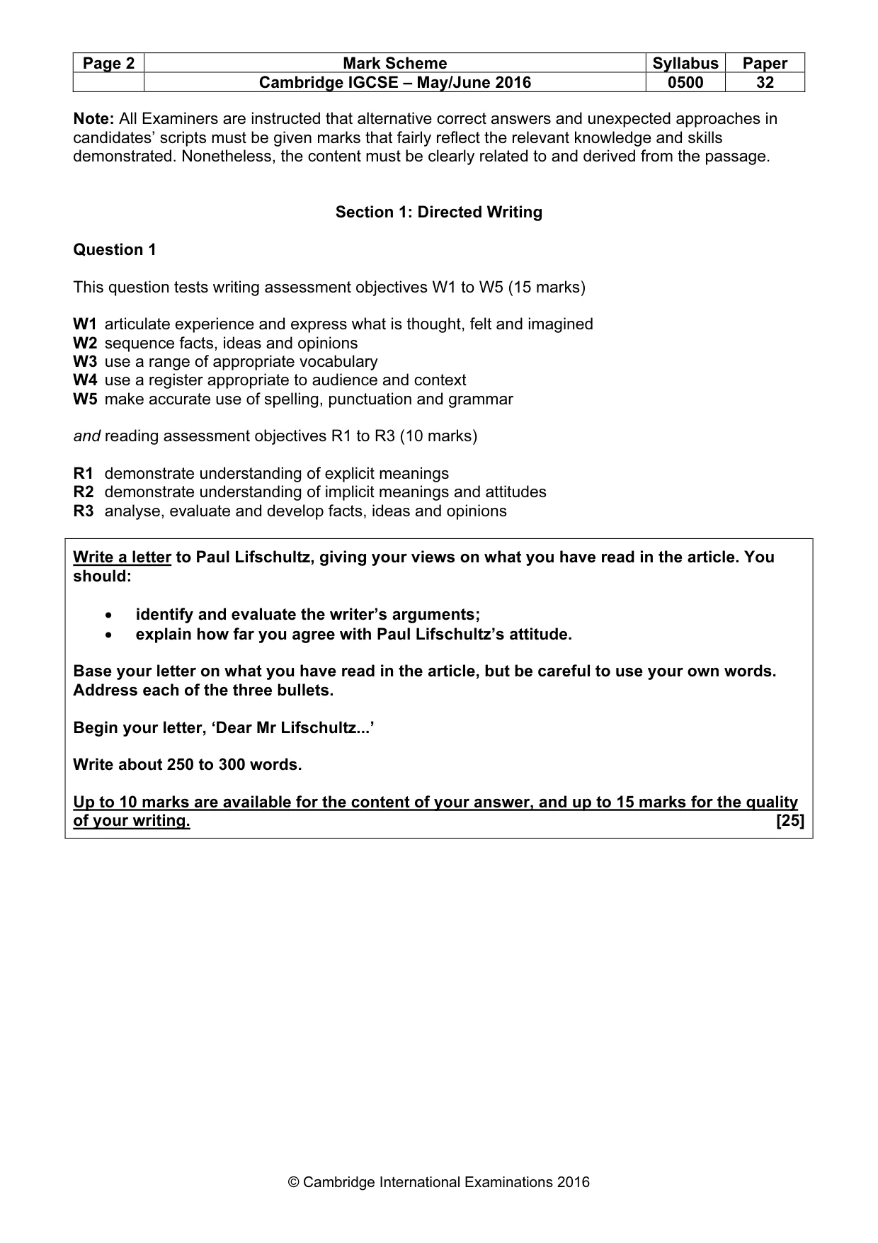 Mark scheme, page 2 of 8
