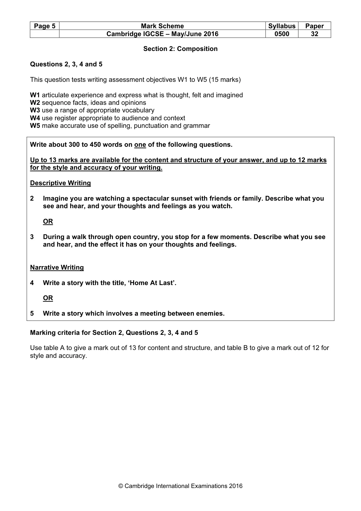 Mark scheme, page 5 of 8