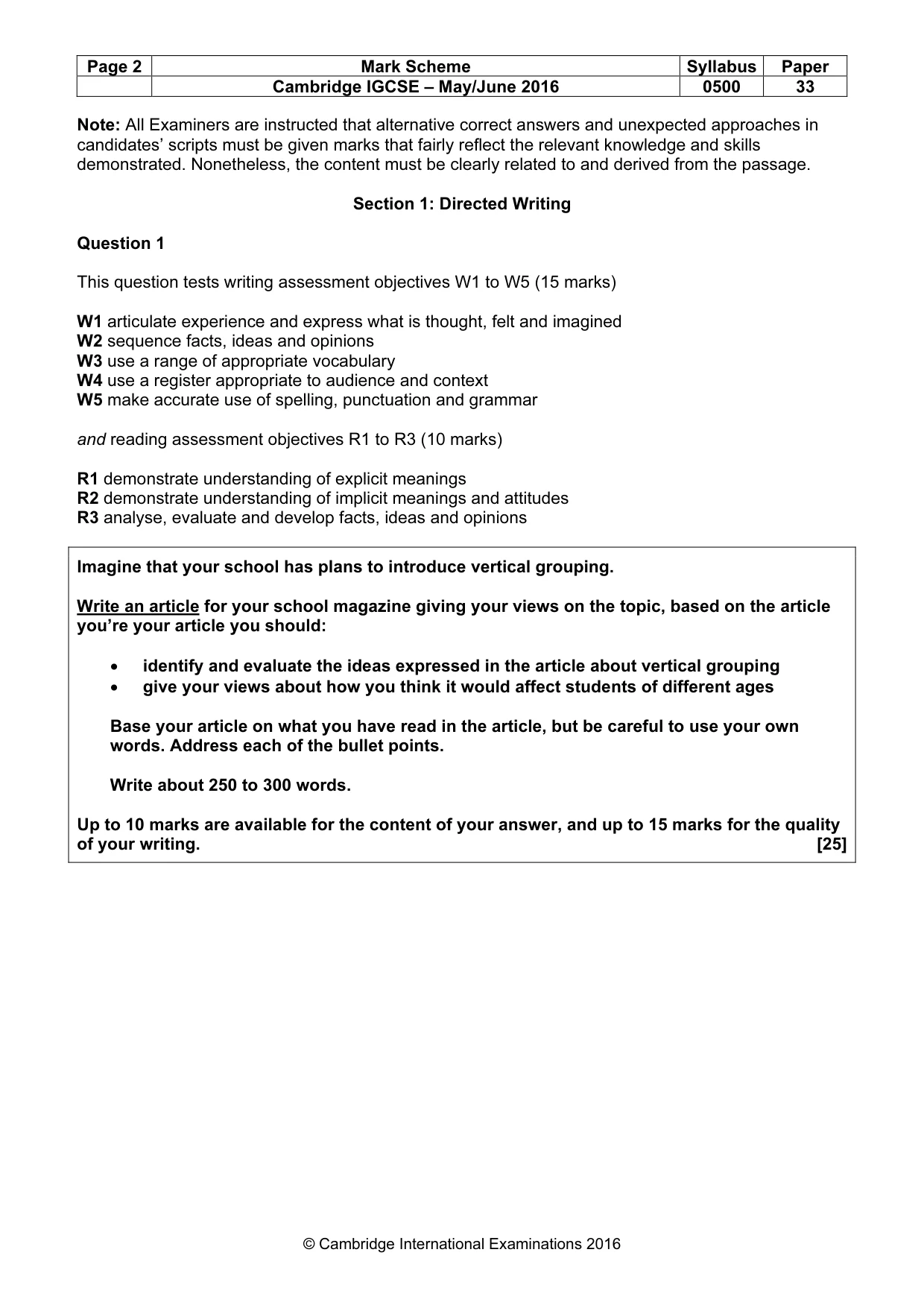 Mark scheme, page 2 of 8