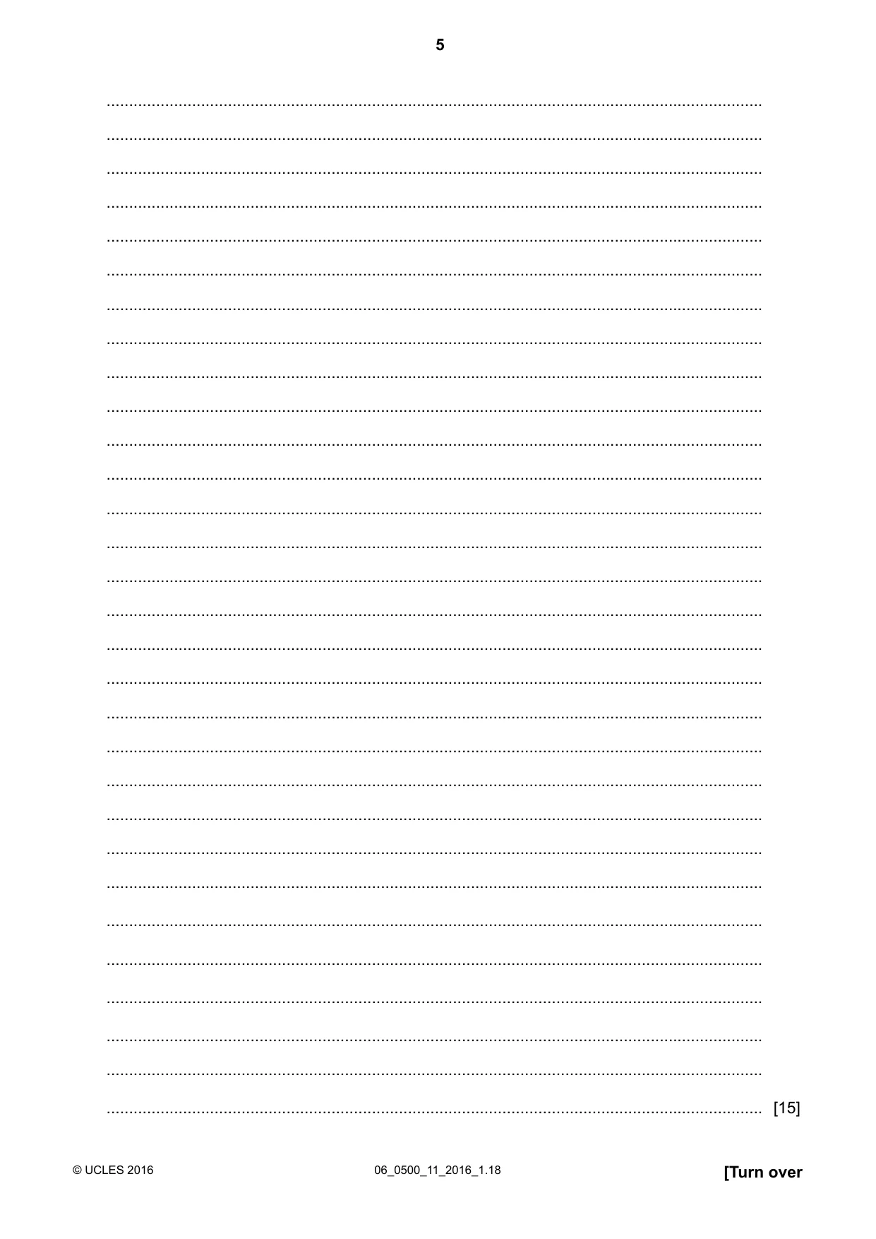 Cambridge IGCSE English - First Language 0500 2016 May/June Paper 1 · Variant 1 question paper, page 5 of 12
