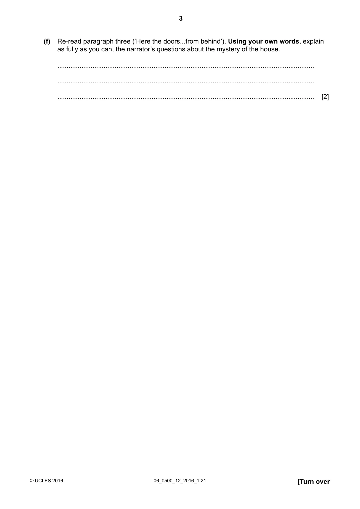 Cambridge IGCSE English - First Language 0500 2016 May/June Paper 1 · Variant 2 question paper, page 3 of 12
