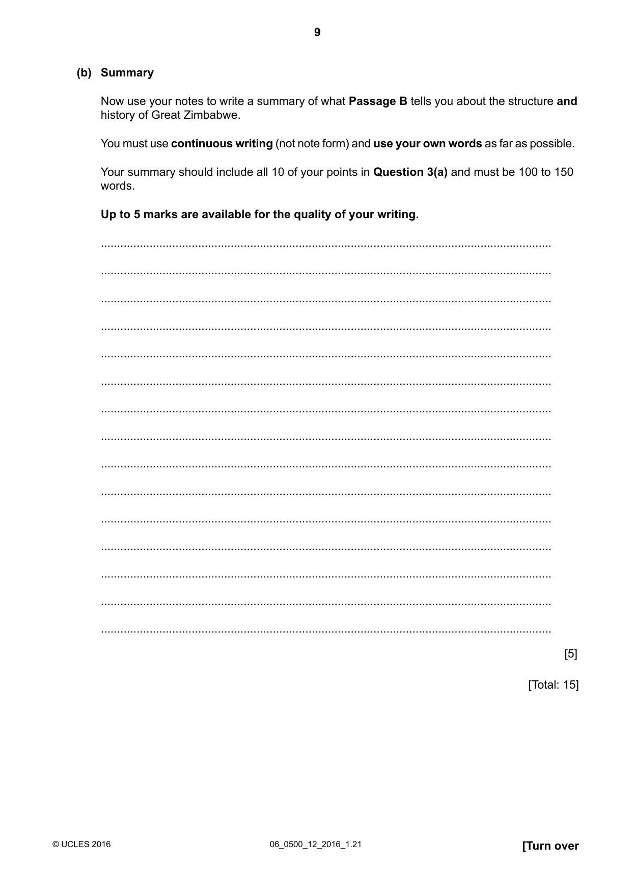 Cambridge IGCSE English - First Language 0500 2016 May/June Paper 1 · Variant 2 question paper, page 9 of 12