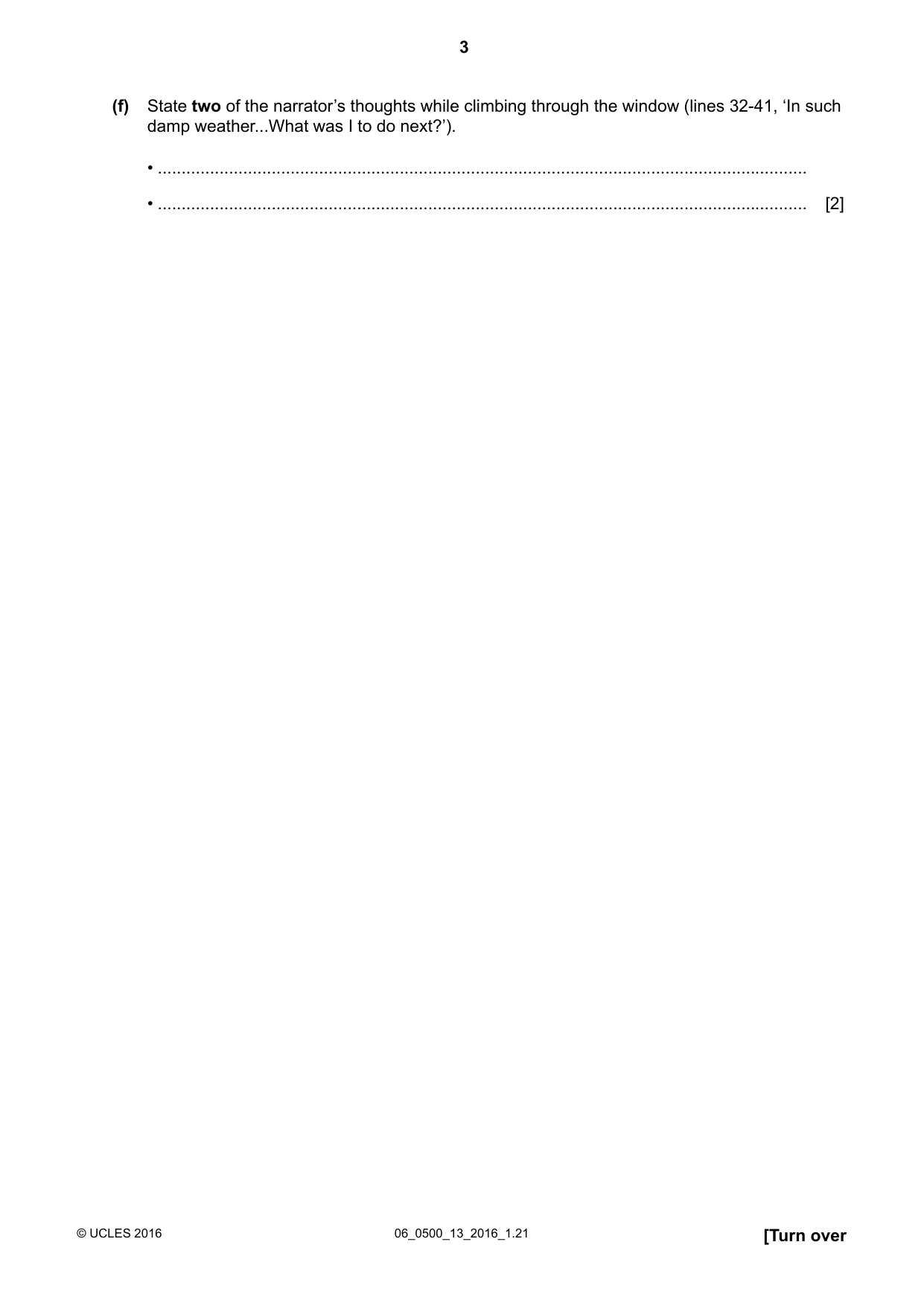 Cambridge IGCSE English - First Language 0500 2016 May/June Paper 1 · Variant 3 question paper, page 3 of 12