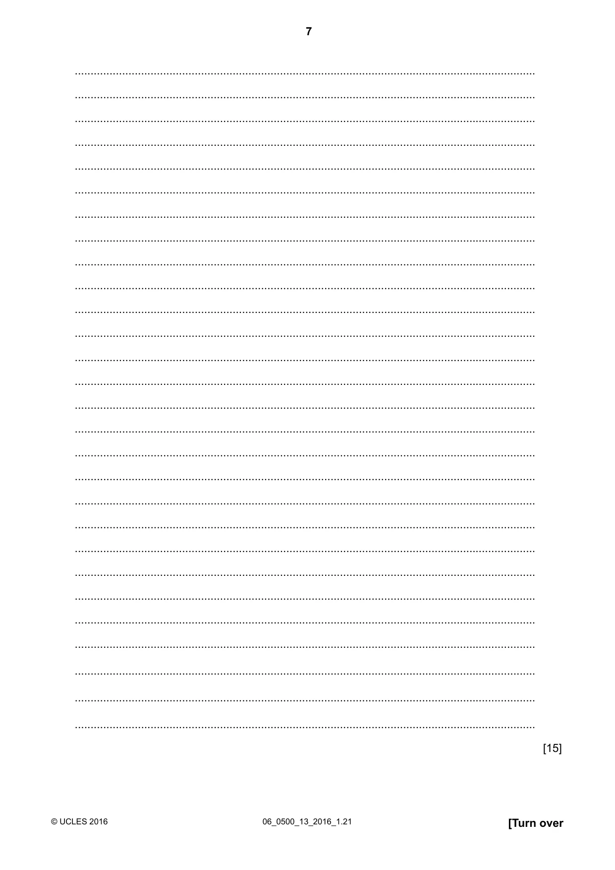 Cambridge IGCSE English - First Language 0500 2016 May/June Paper 1 · Variant 3 question paper, page 7 of 12