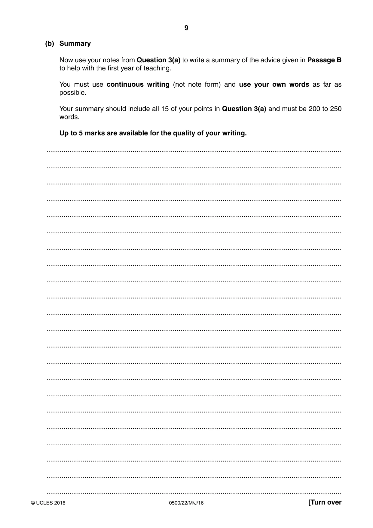 Cambridge IGCSE English - First Language 0500 2016 May/June Paper 2 · Variant 2 question paper, page 9 of 12