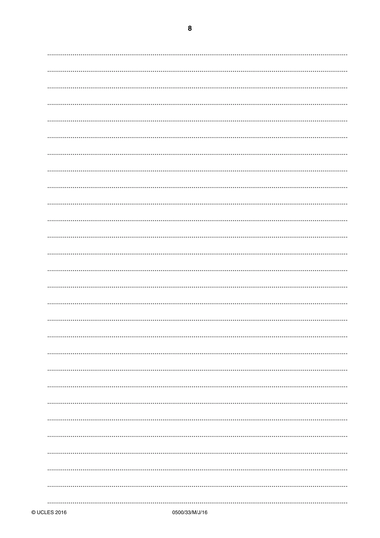 Cambridge IGCSE English - First Language 0500 2016 May/June Paper 3 · Variant 3 question paper, page 8 of 12