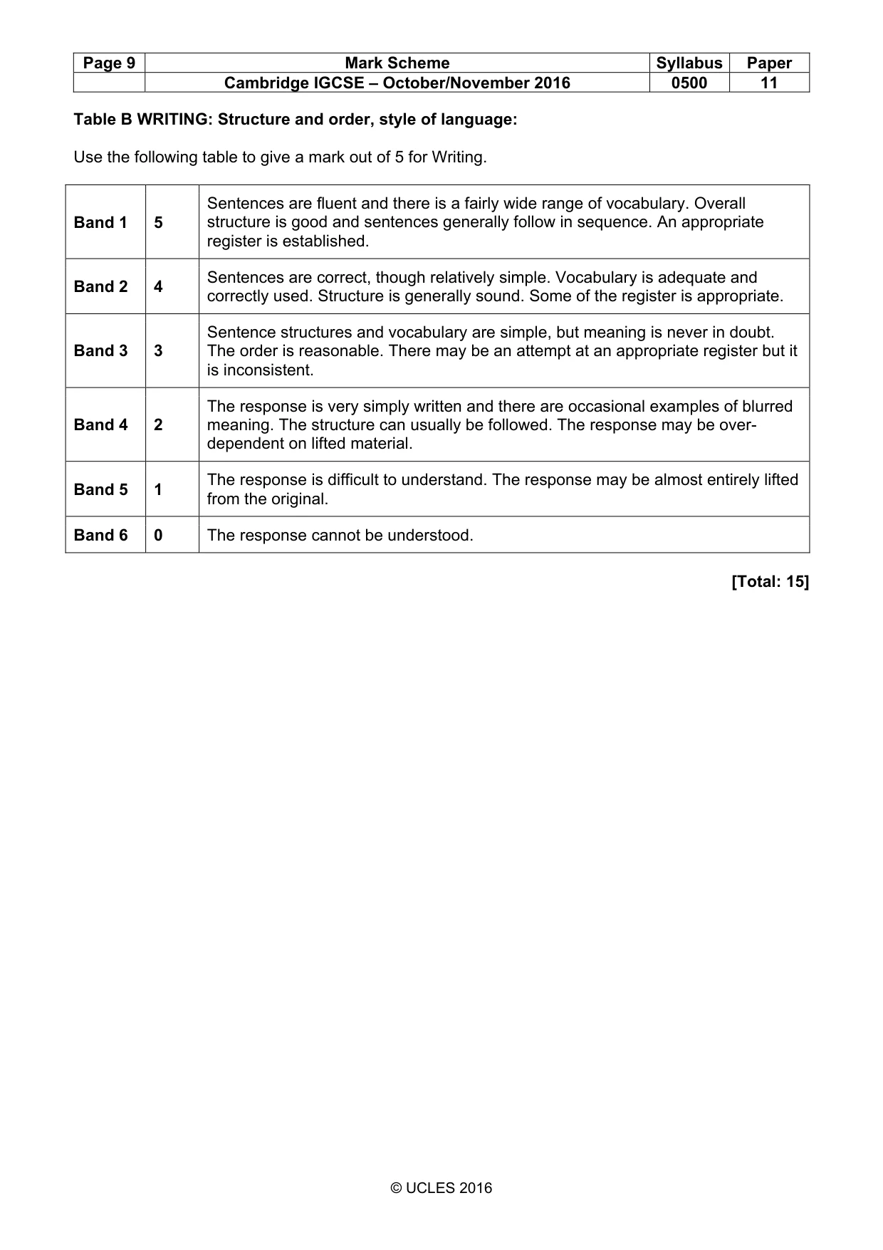 Mark scheme, page 9 of 12