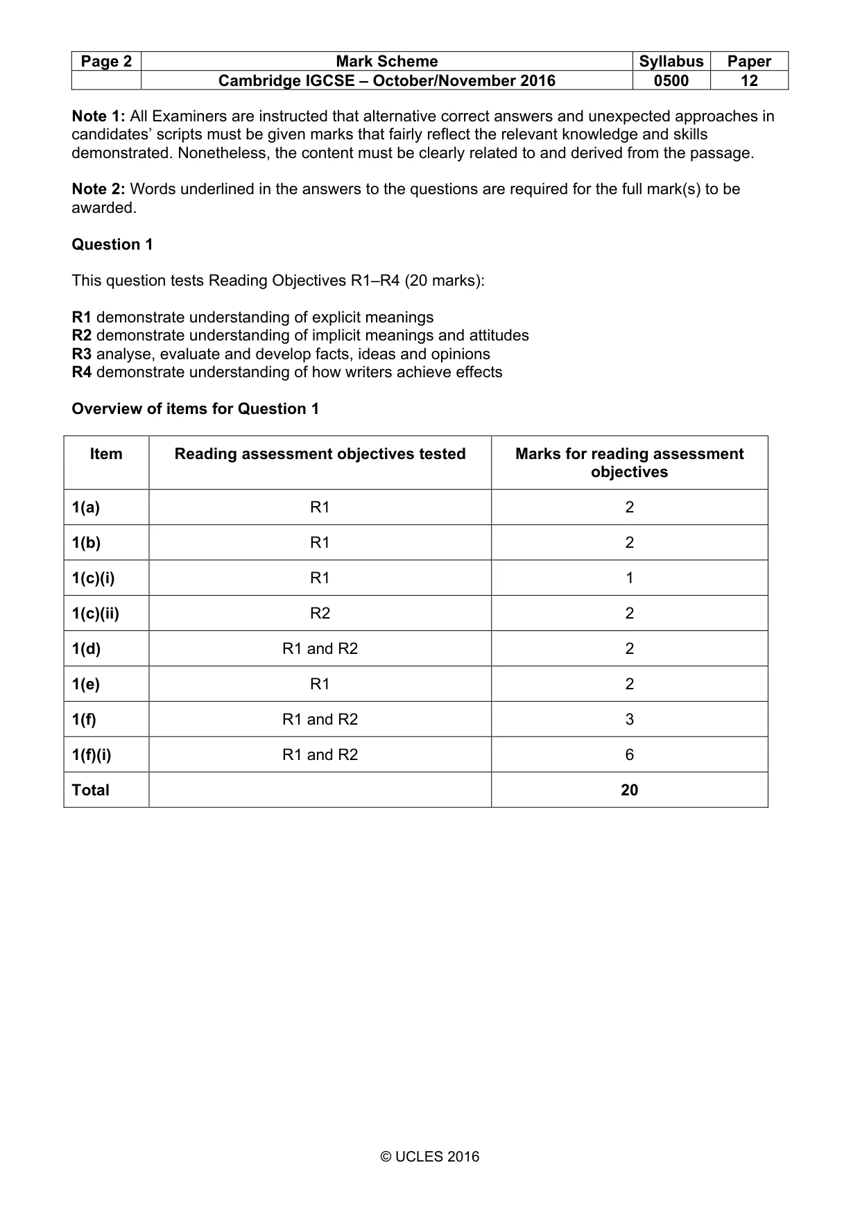 Mark scheme, page 2 of 11