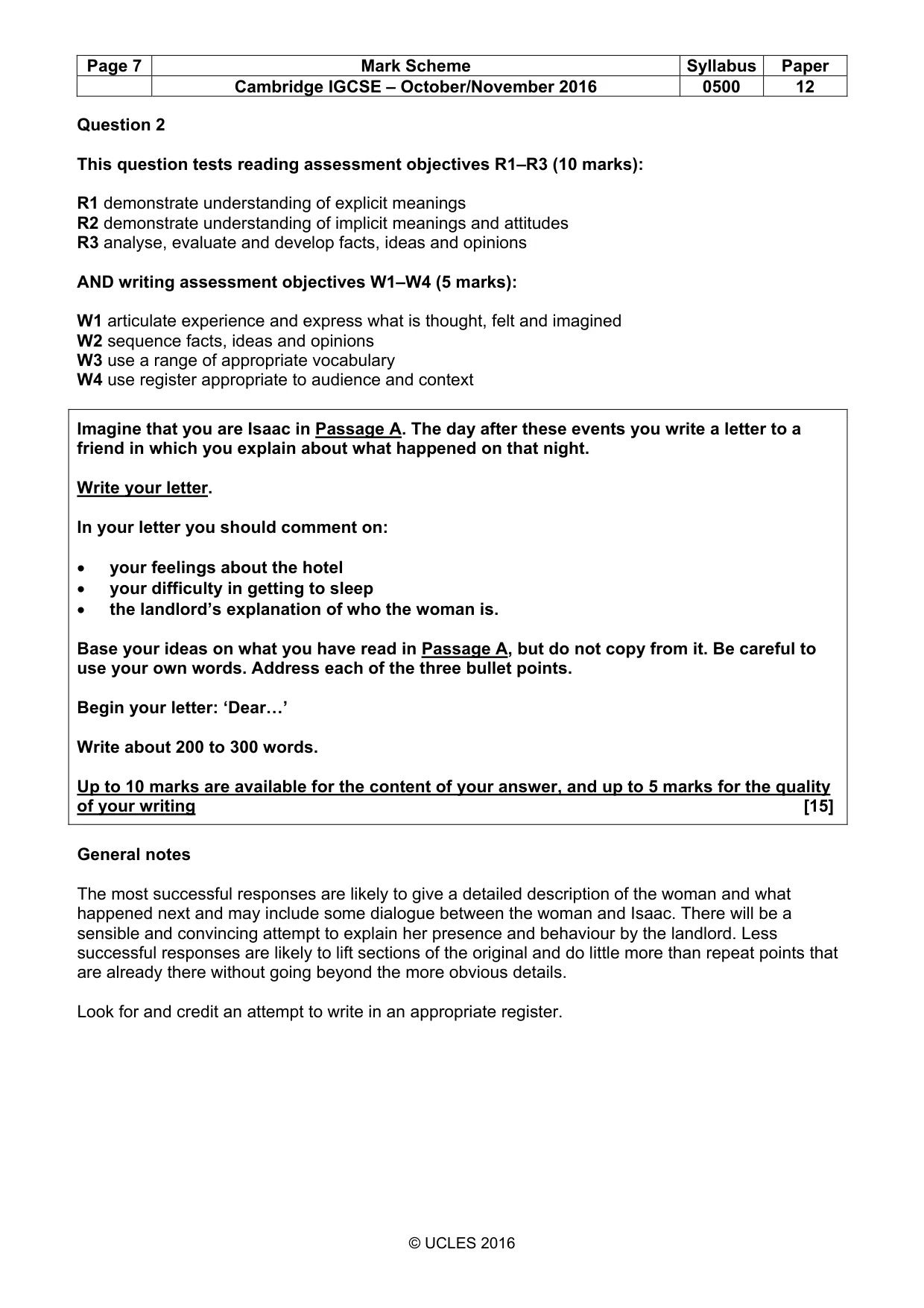 Mark scheme, page 7 of 11