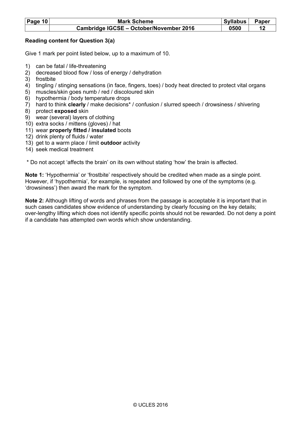 Mark scheme, page 10 of 11