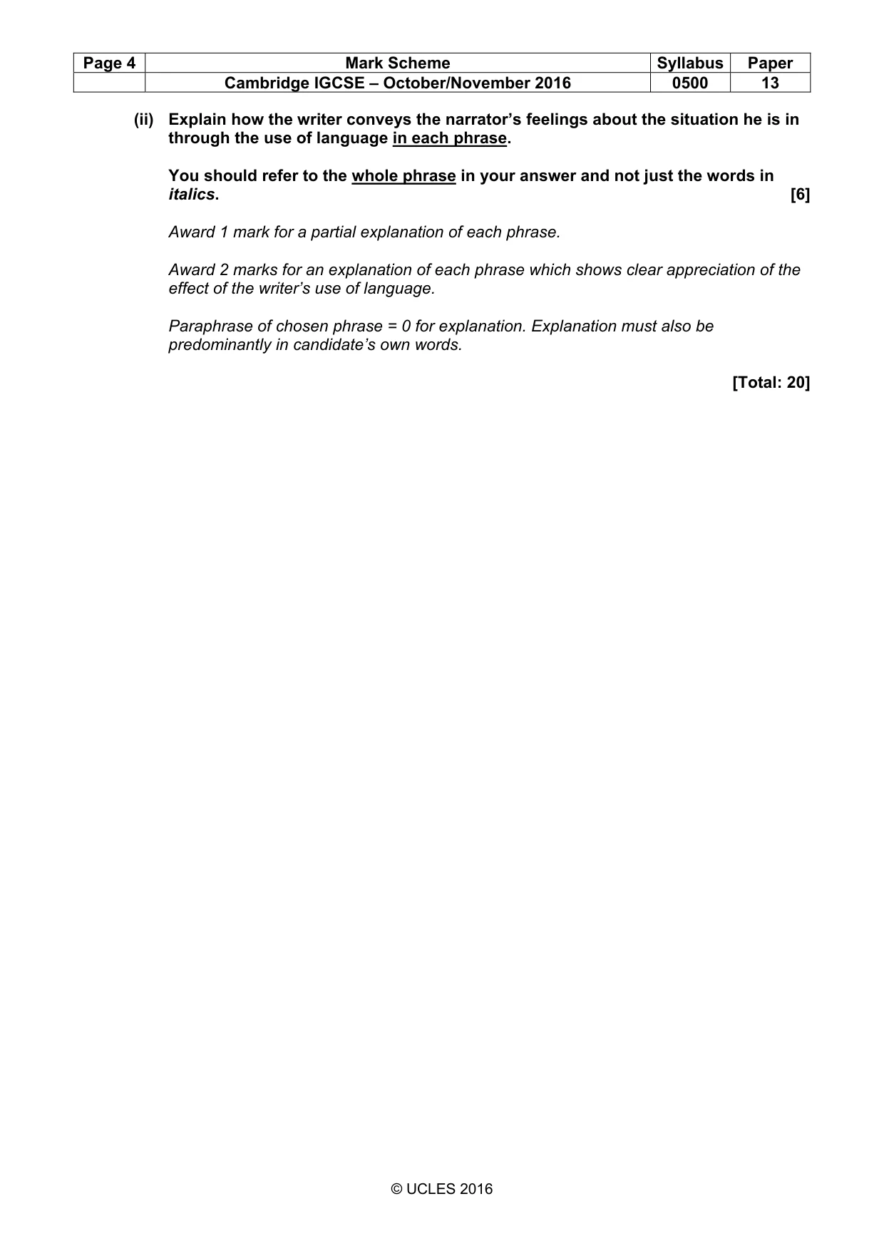 Mark scheme, page 4 of 9