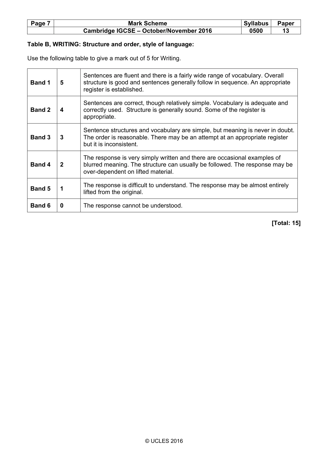 Mark scheme, page 7 of 9