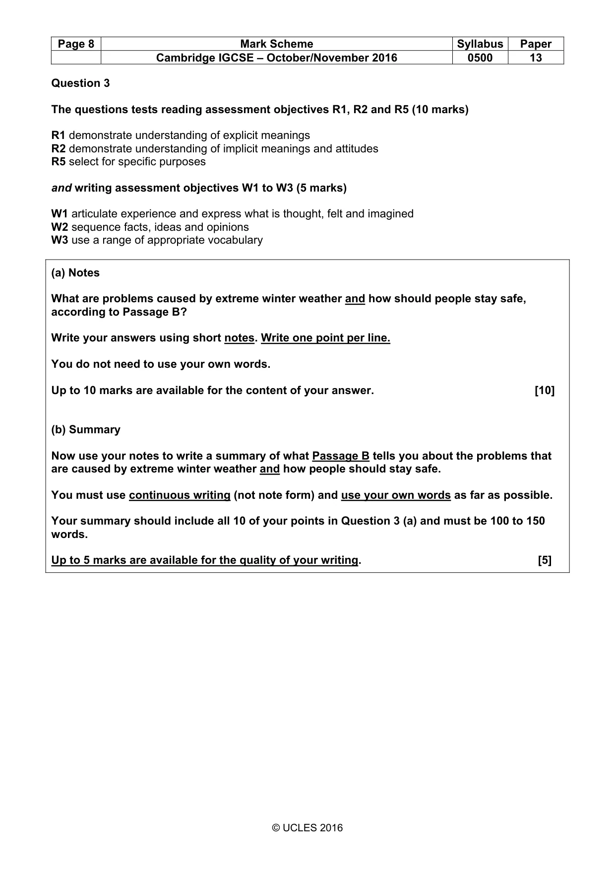 Mark scheme, page 8 of 9