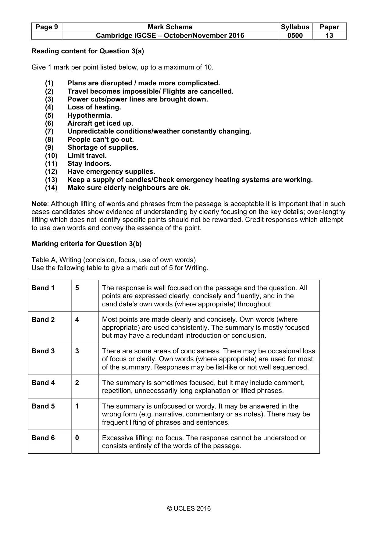 Mark scheme, page 9 of 9