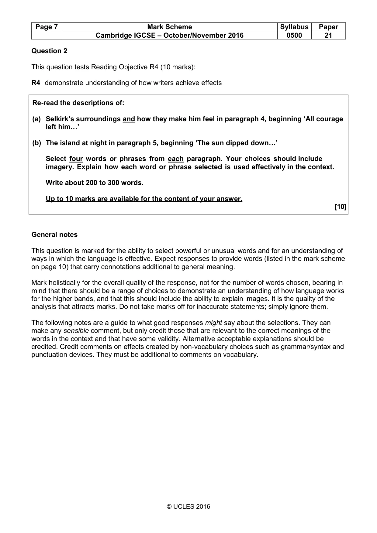 Mark scheme, page 7 of 12