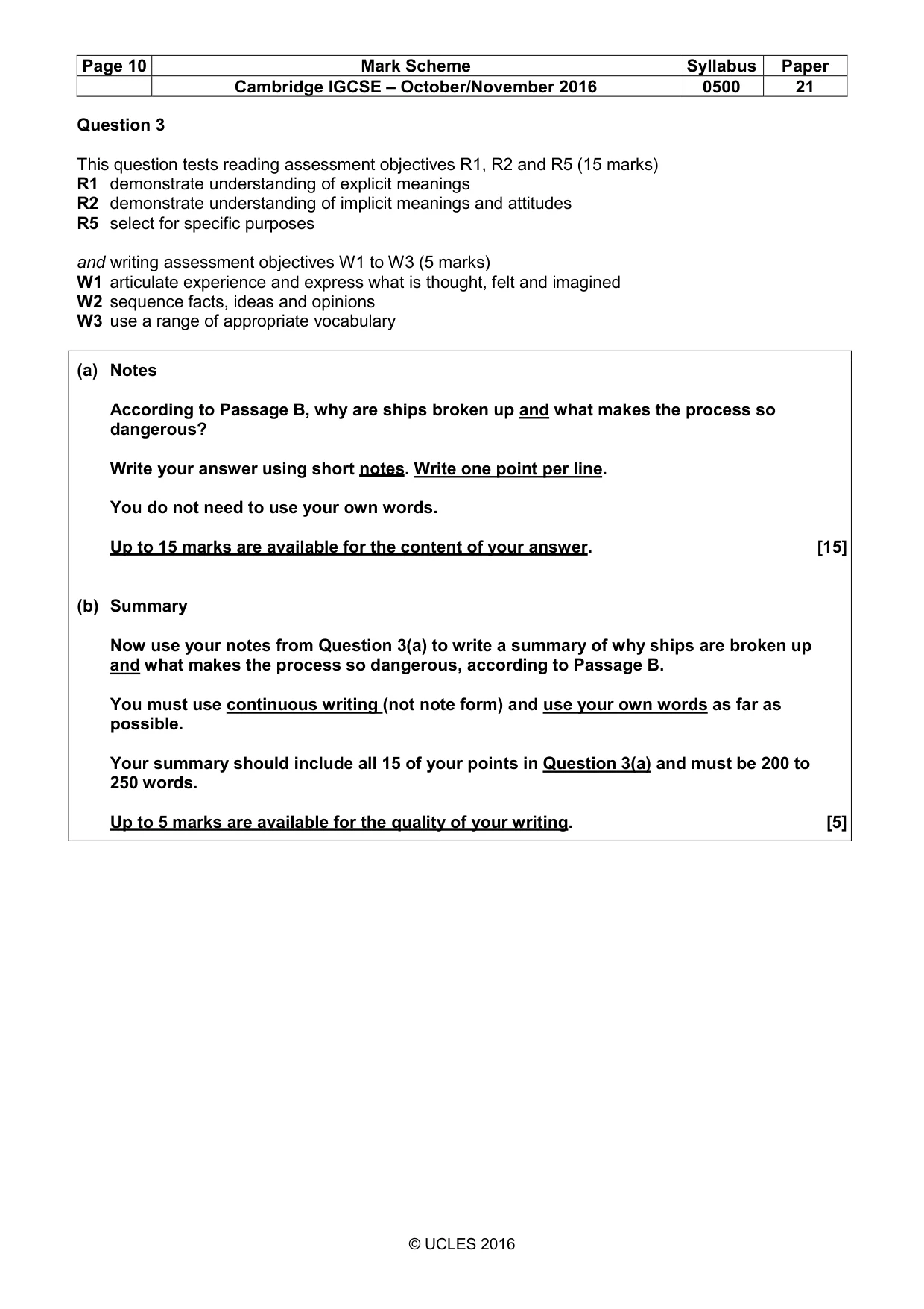 Mark scheme, page 10 of 12