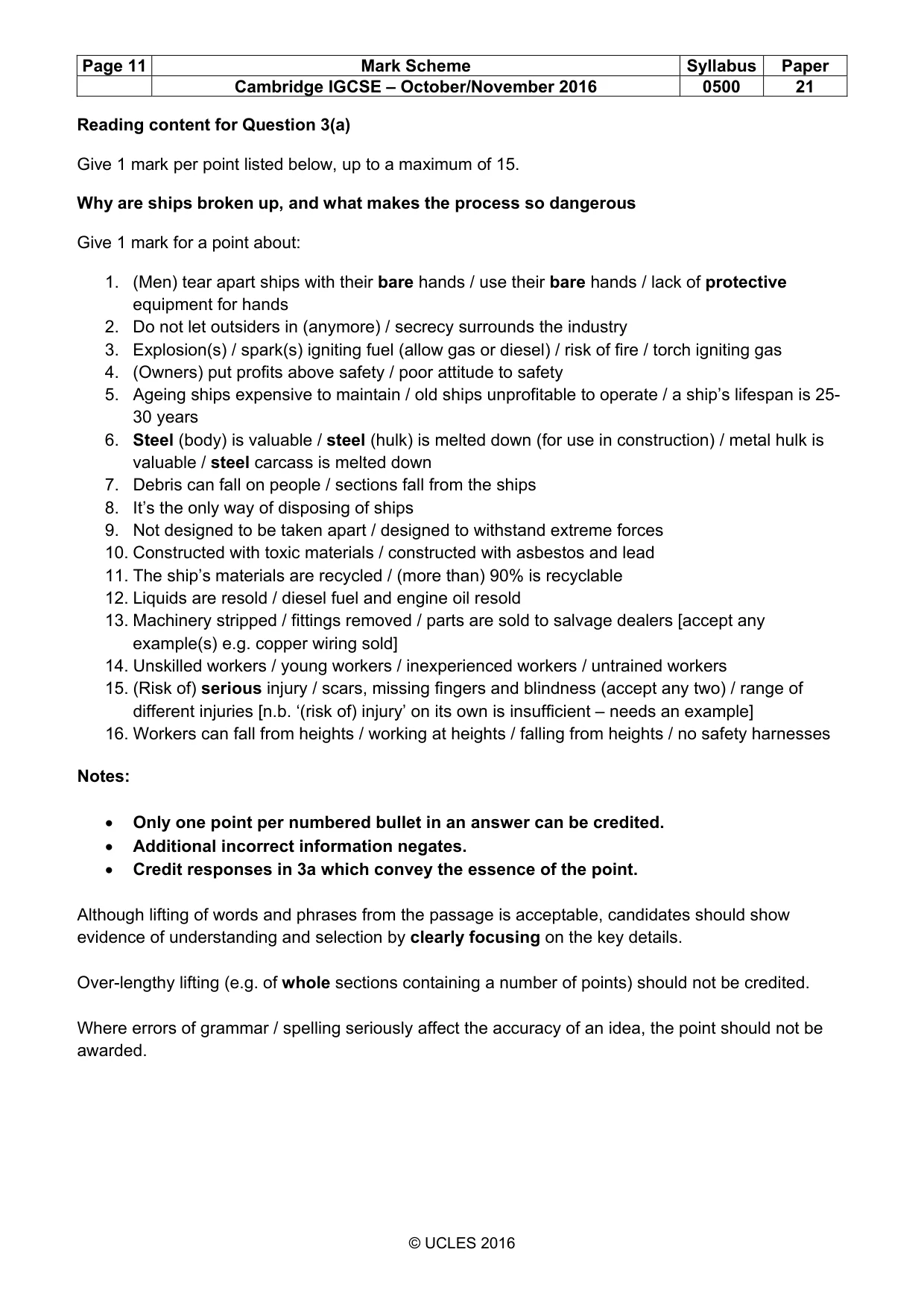 Mark scheme, page 11 of 12