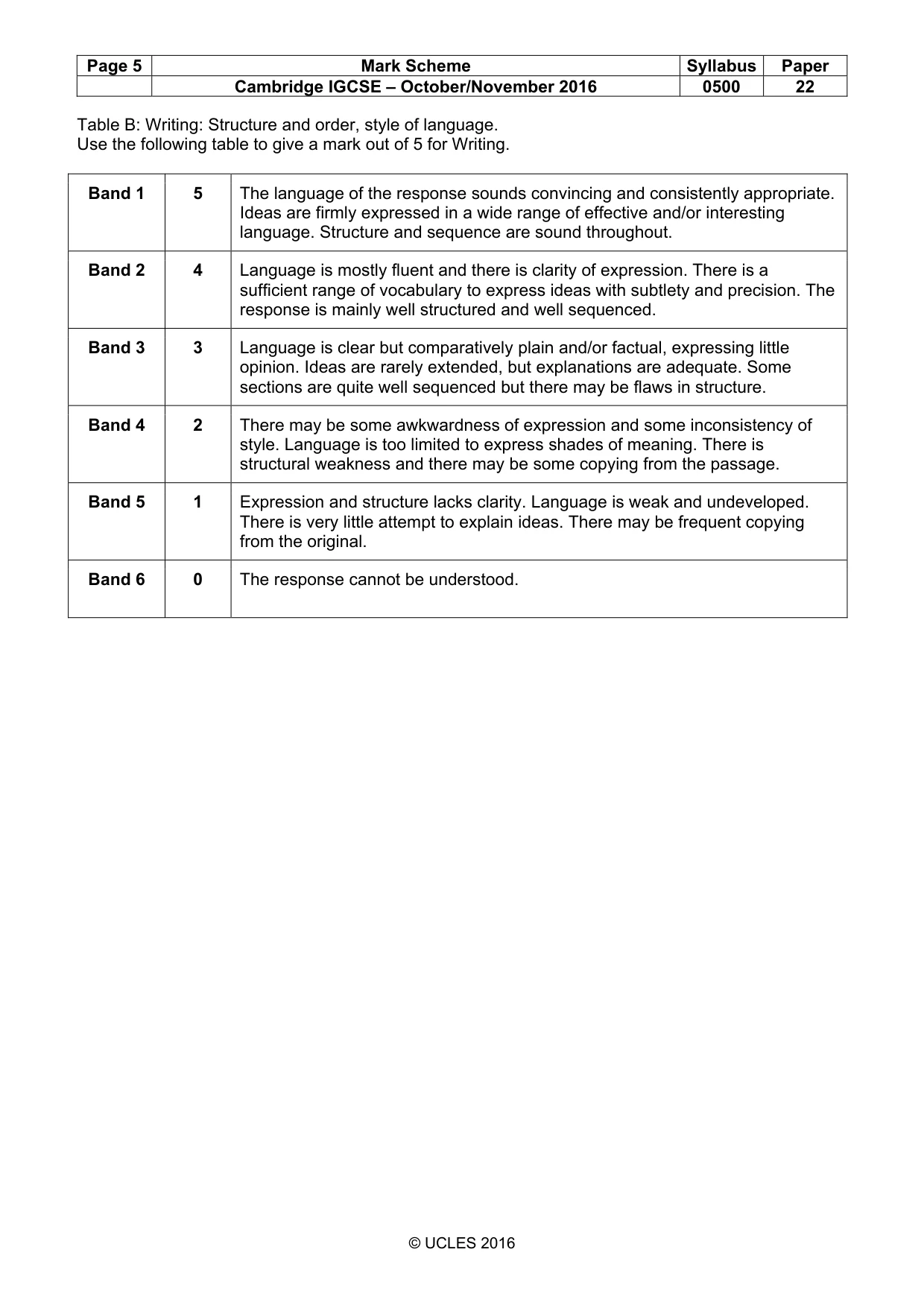 Mark scheme, page 5 of 11