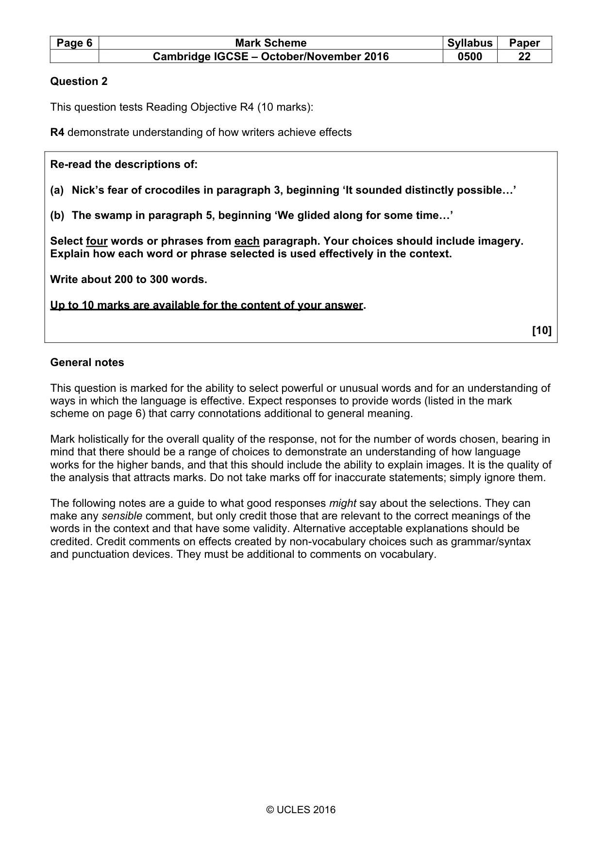 Mark scheme, page 6 of 11
