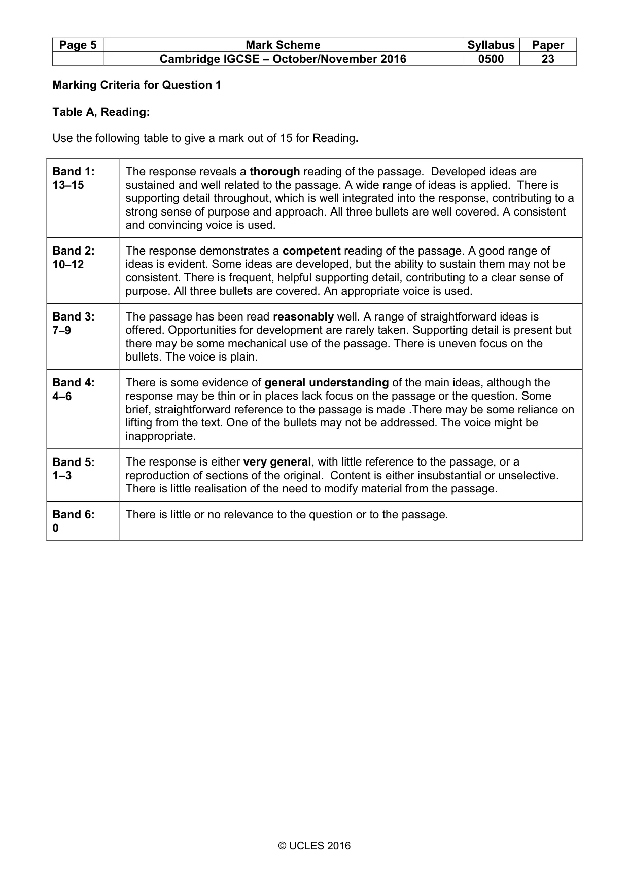Mark scheme, page 5 of 12