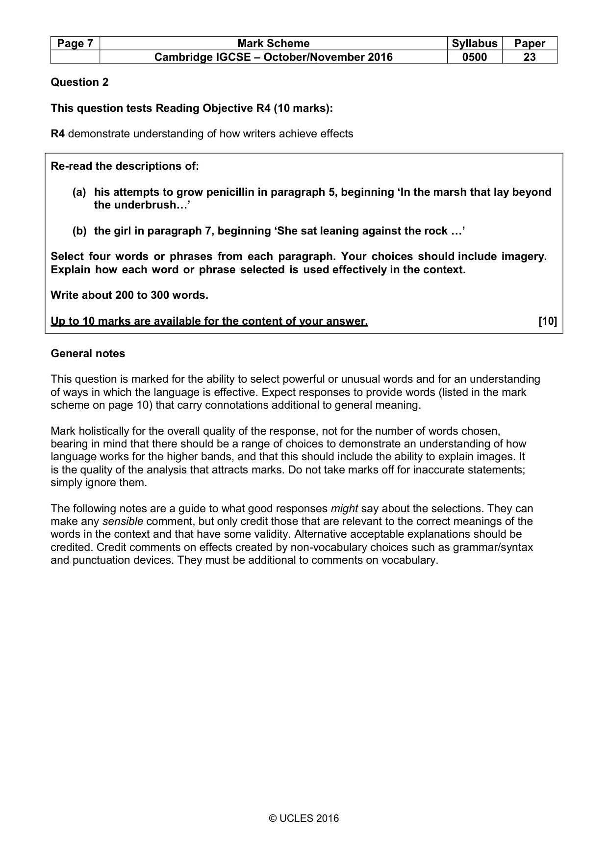 Mark scheme, page 7 of 12